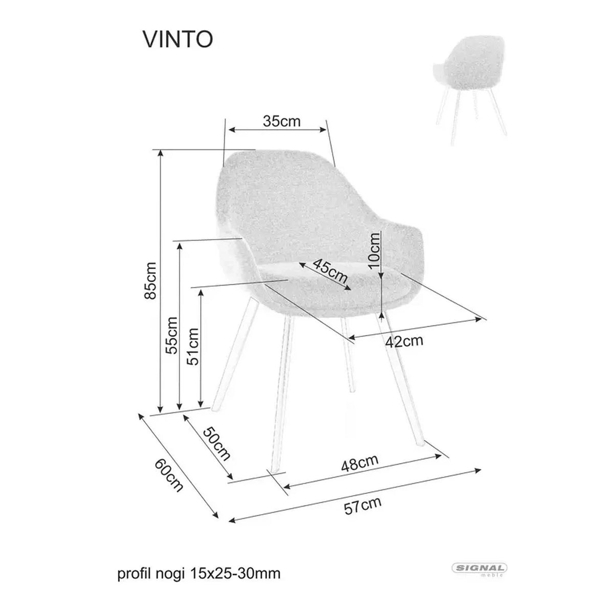 Scaun VINTO, bej - Brego 34, stofa clasica/metal, 57x45x85 cm
