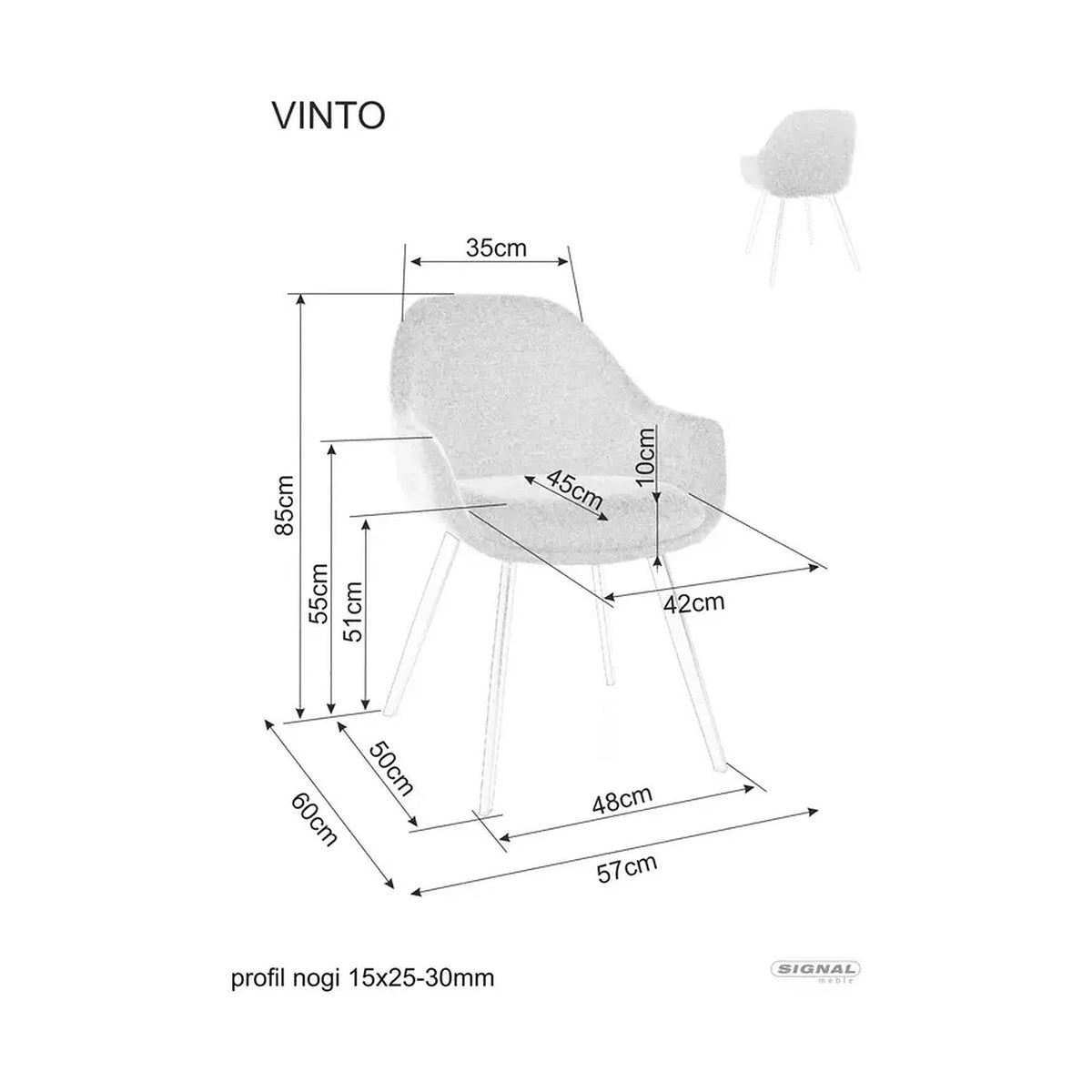 Scaun VINTO, bej - Brego 34, stofa clasica/metal, 57x45x85 cm