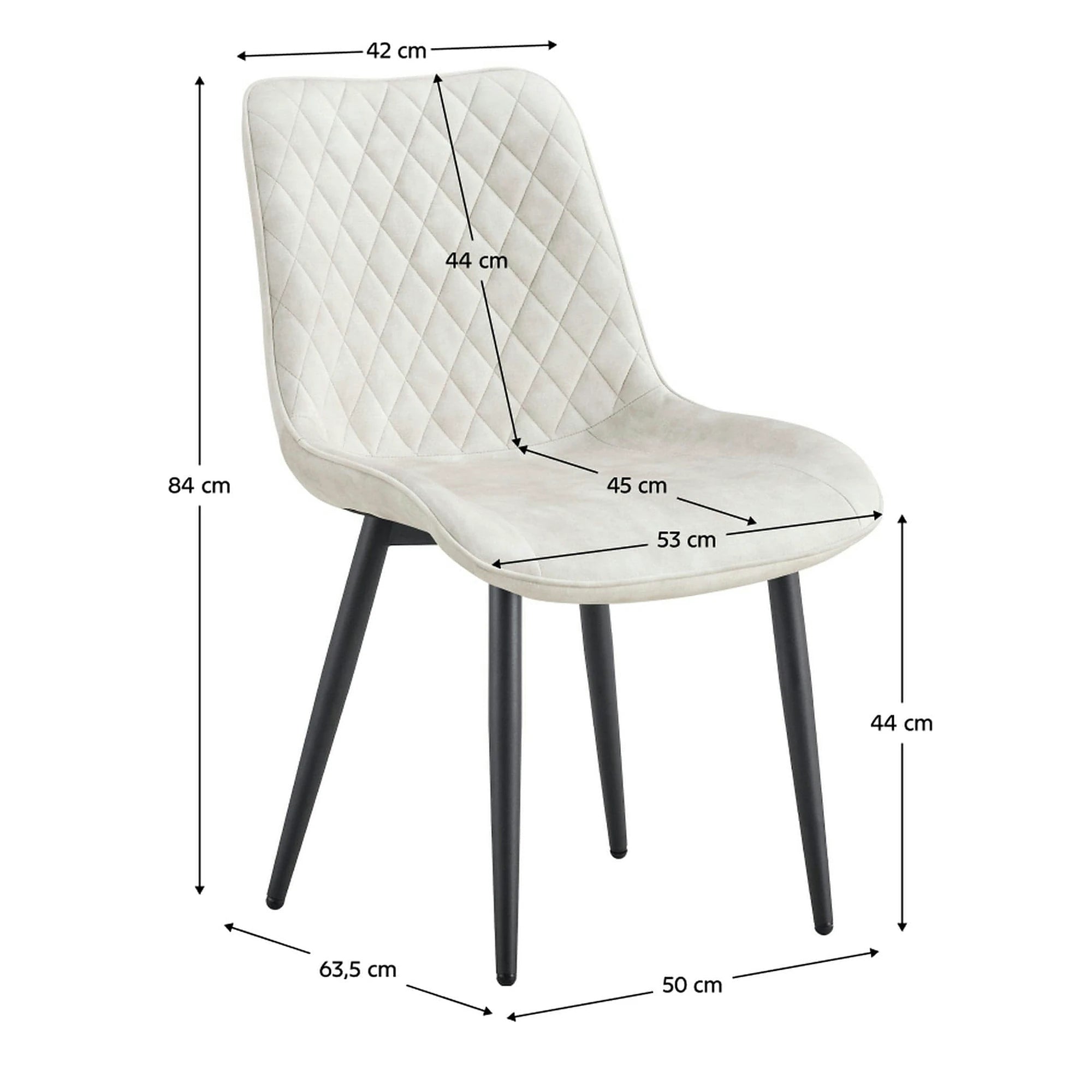 Scaun ZAINA TIP 1, crem/negru, stofa catifelata/metal, 50x64x84 cm