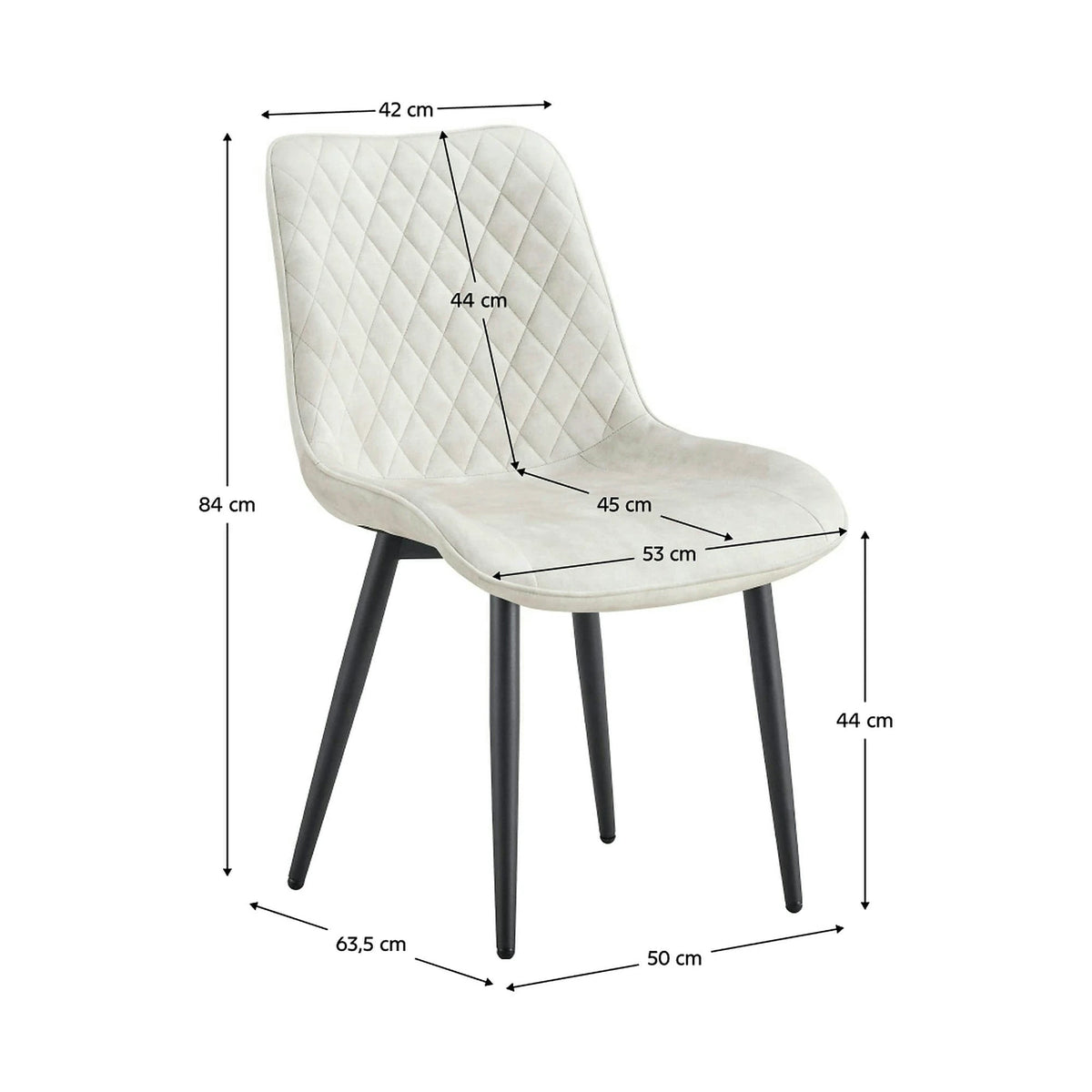 Scaun ZAINA TIP 1, crem/negru, stofa catifelata/metal, 50x64x84 cm