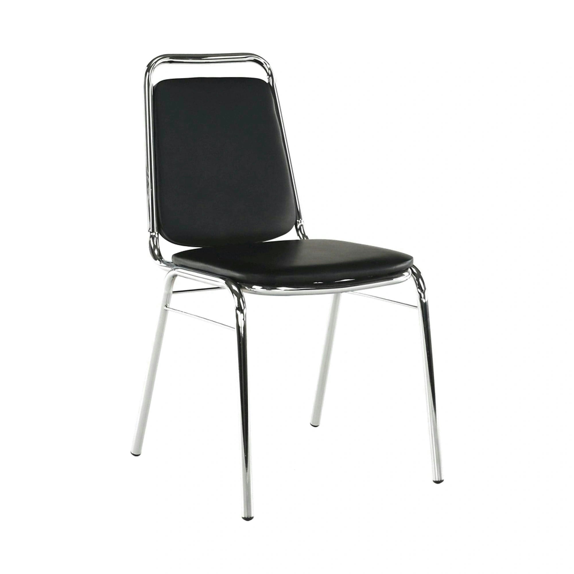 Scaun ZEKI, negru, piele ecologica/metal, 45x58x82 cm