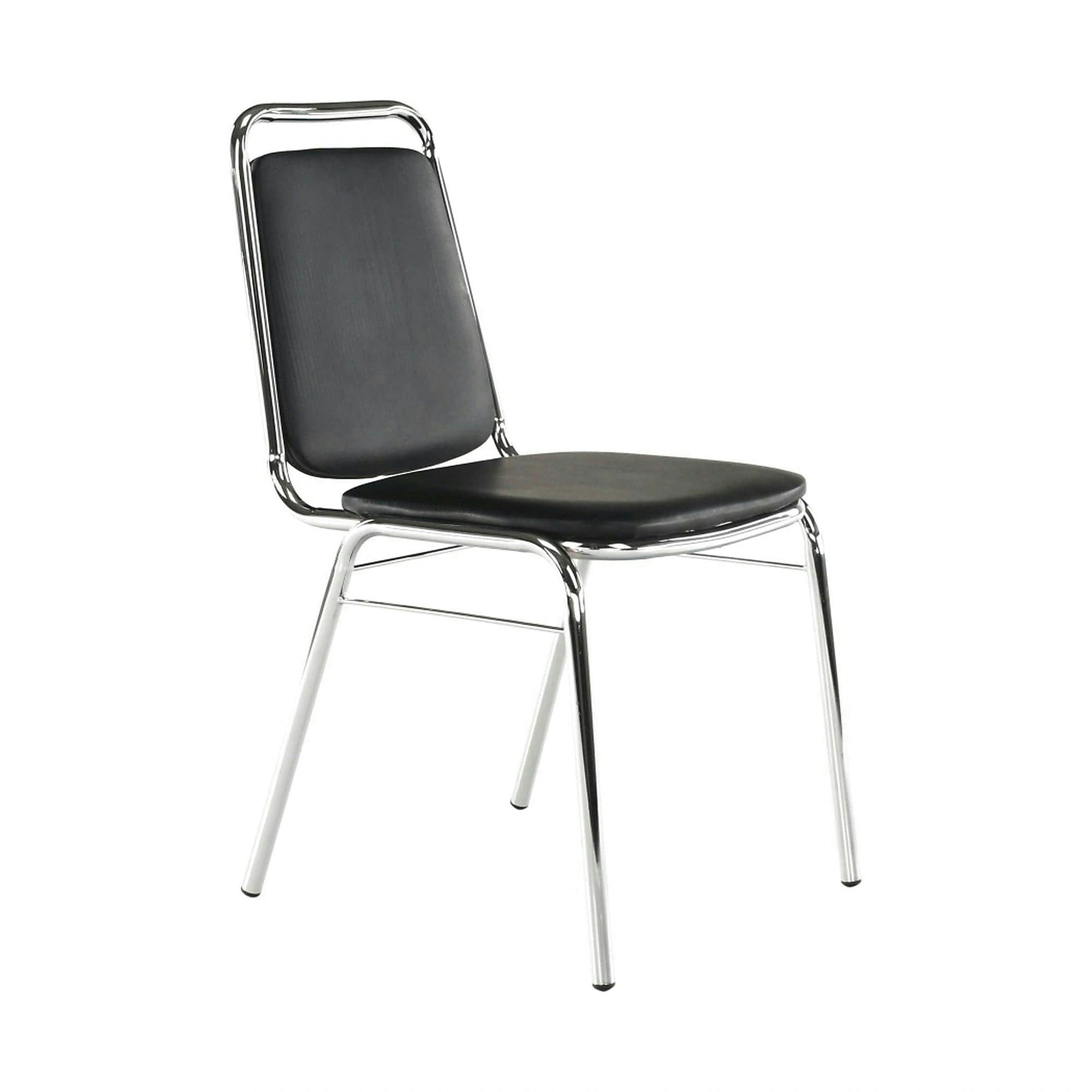 Scaun ZEKI, negru, piele ecologica/metal, 45x58x82 cm