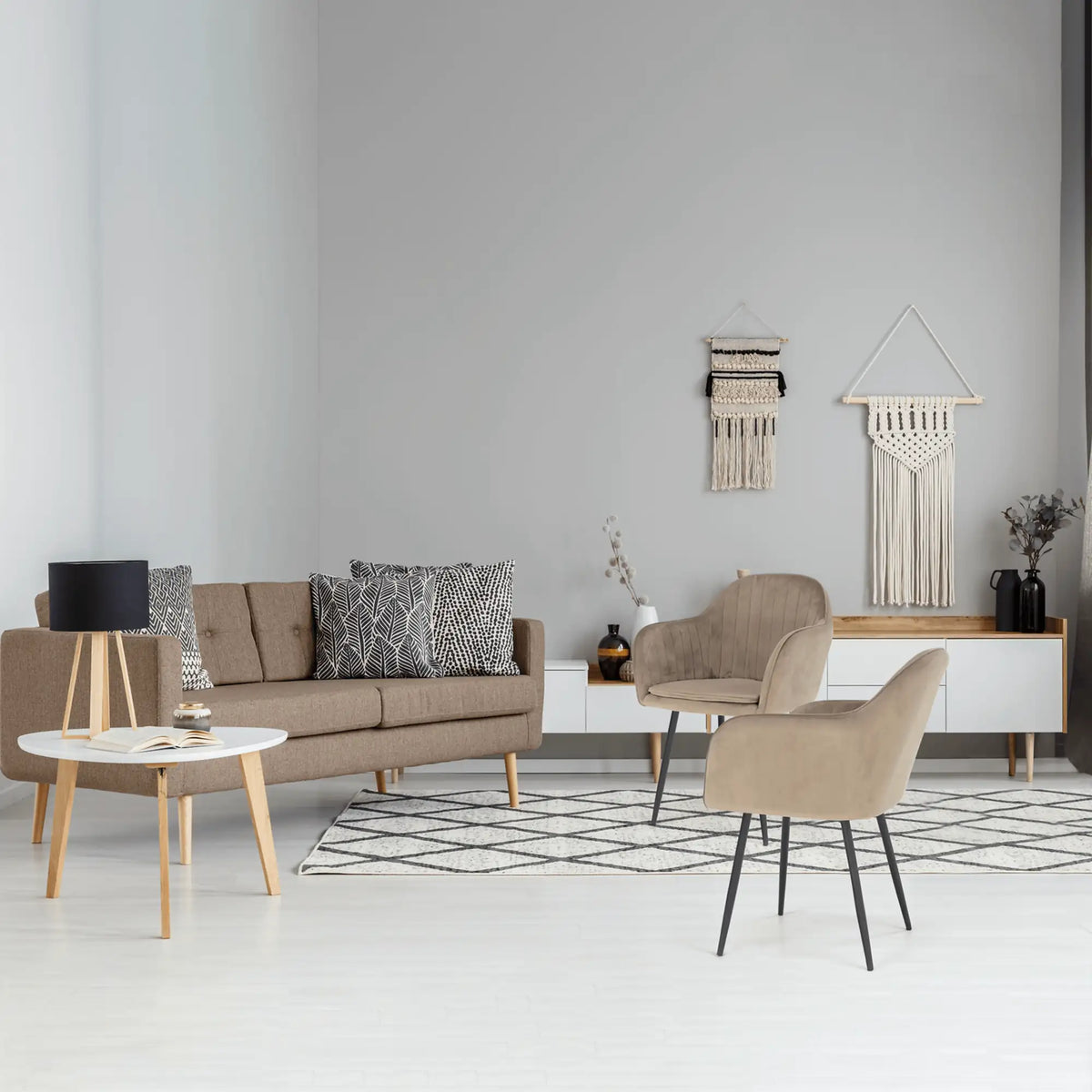 Scaun ZIRKON, gri-maro taupe/negru, stofa catifelata/metal, 56x55x82 cm