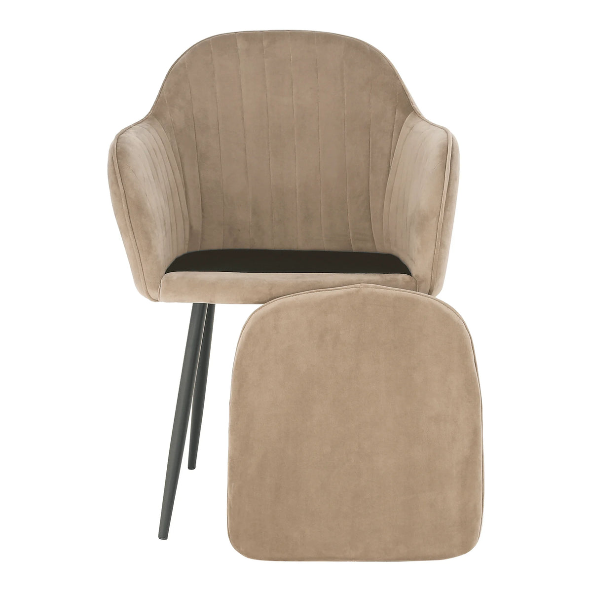 Scaun ZIRKON, gri-maro taupe/negru, stofa catifelata/metal, 56x55x82 cm