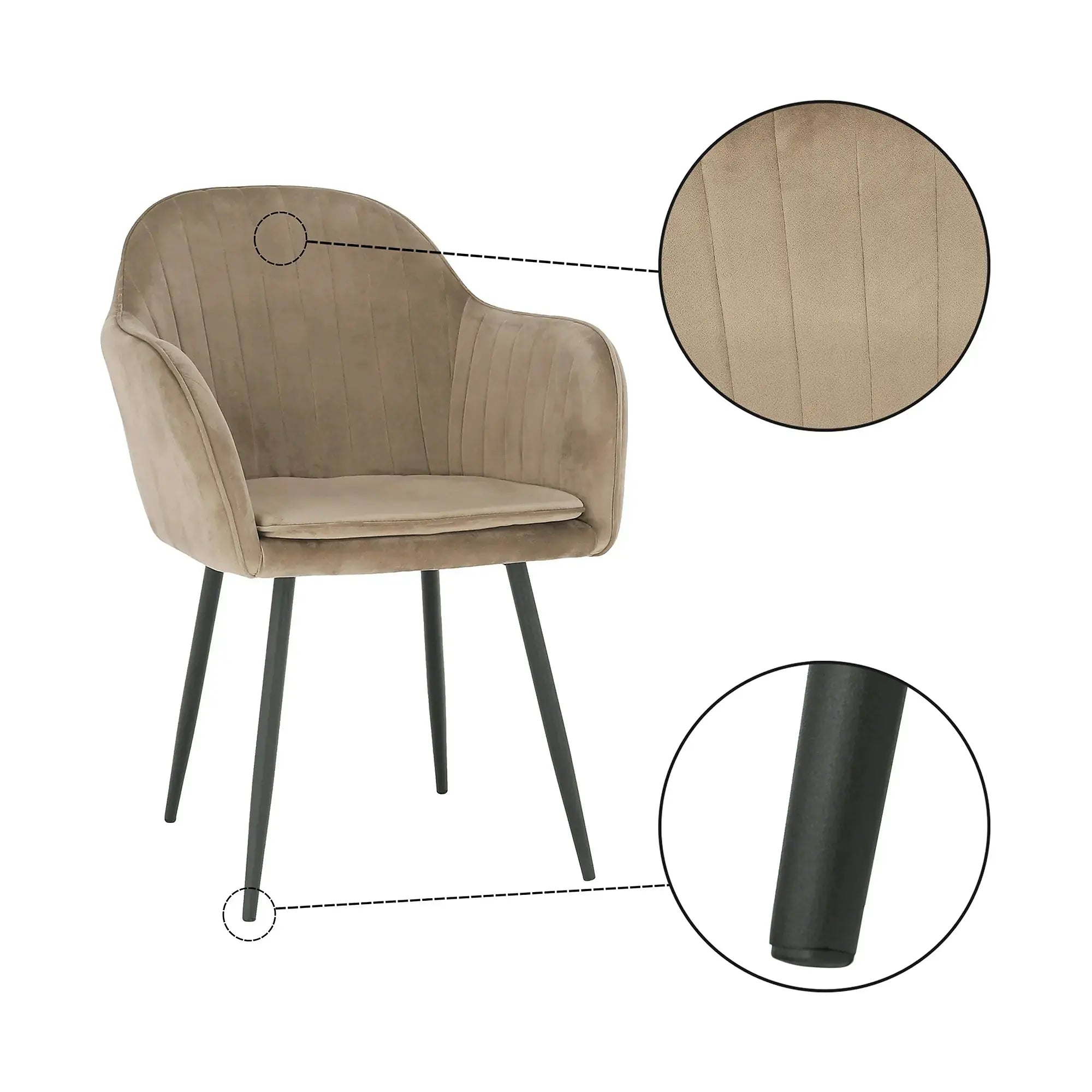 Scaun ZIRKON, gri-maro taupe/negru, stofa catifelata/metal, 56x55x82 cm