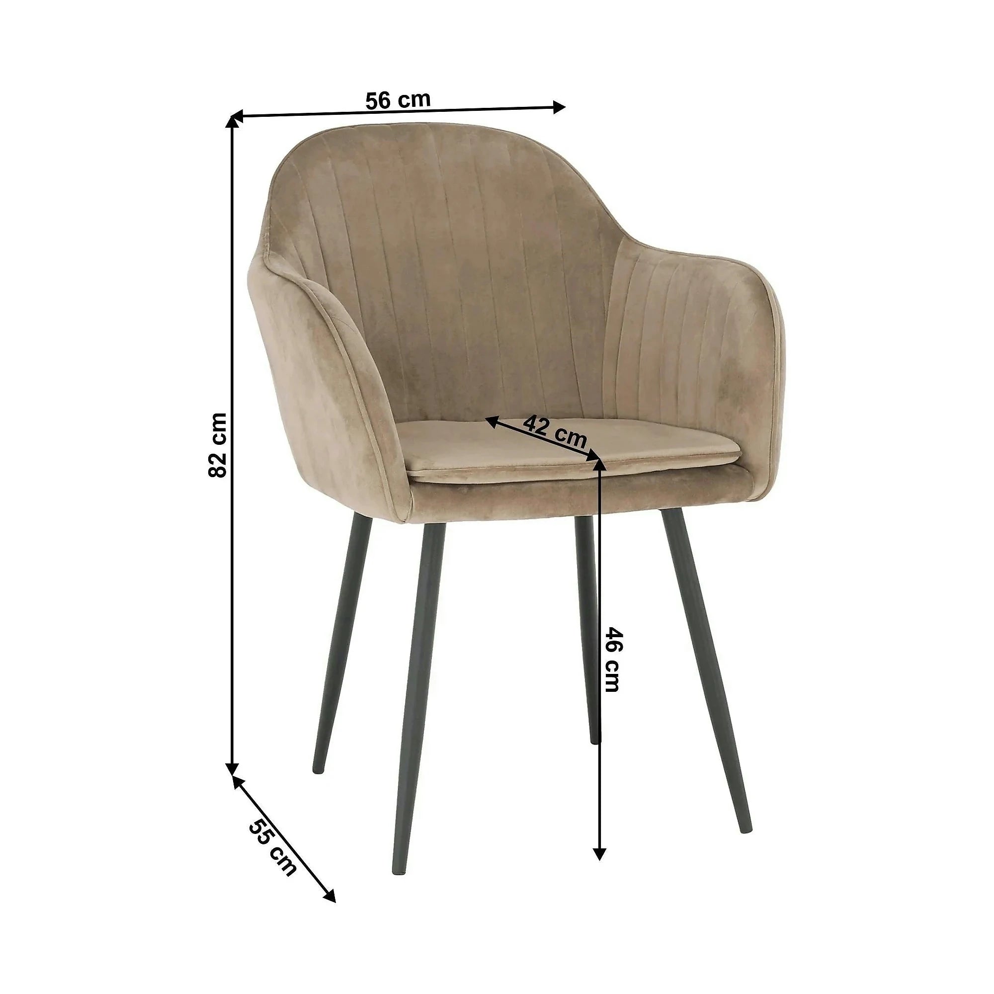Scaun ZIRKON, gri-maro taupe/negru, stofa catifelata/metal, 56x55x82 cm