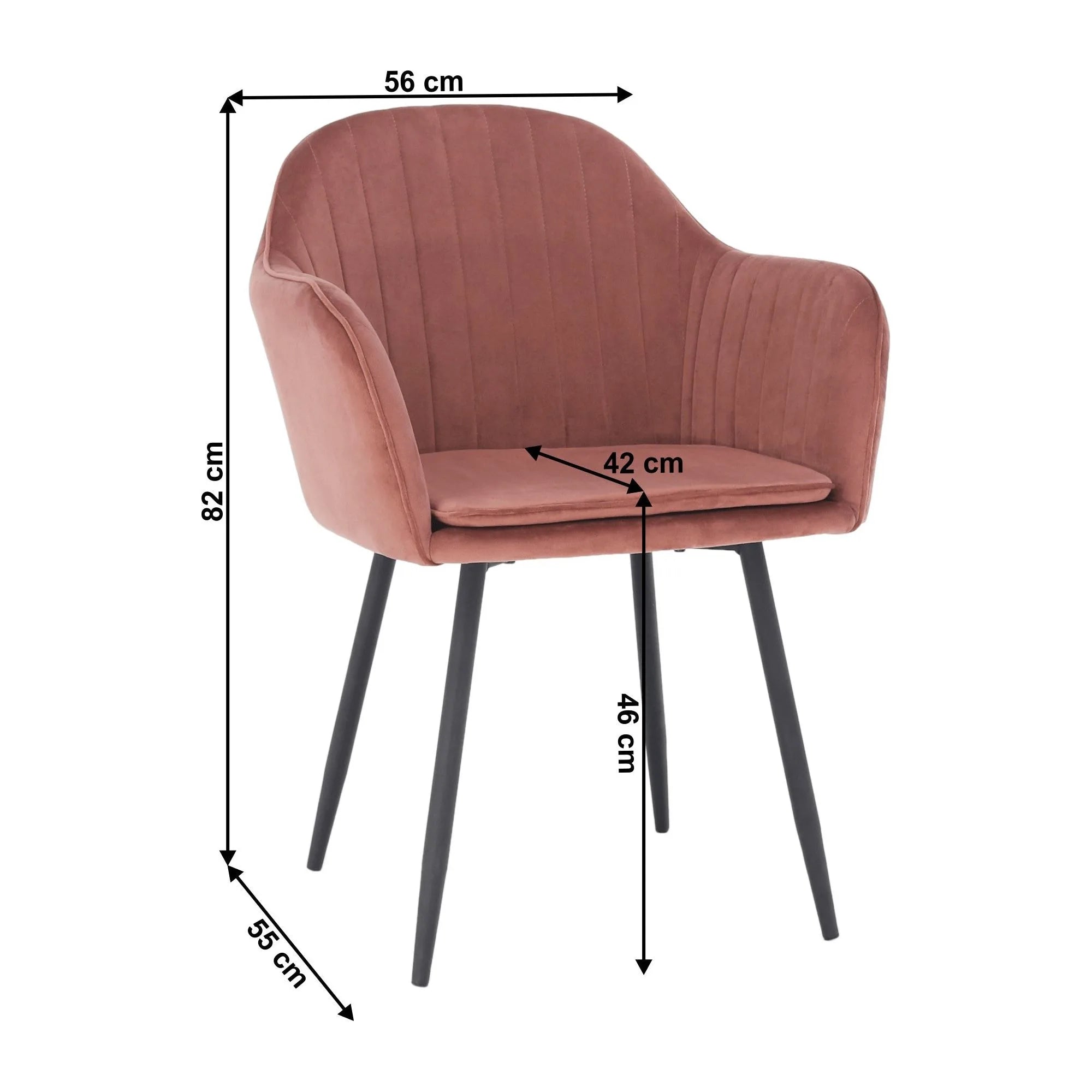 Scaun ZIRKON, roz/negru, stofa catifelata/metal, 56x55x82 cm