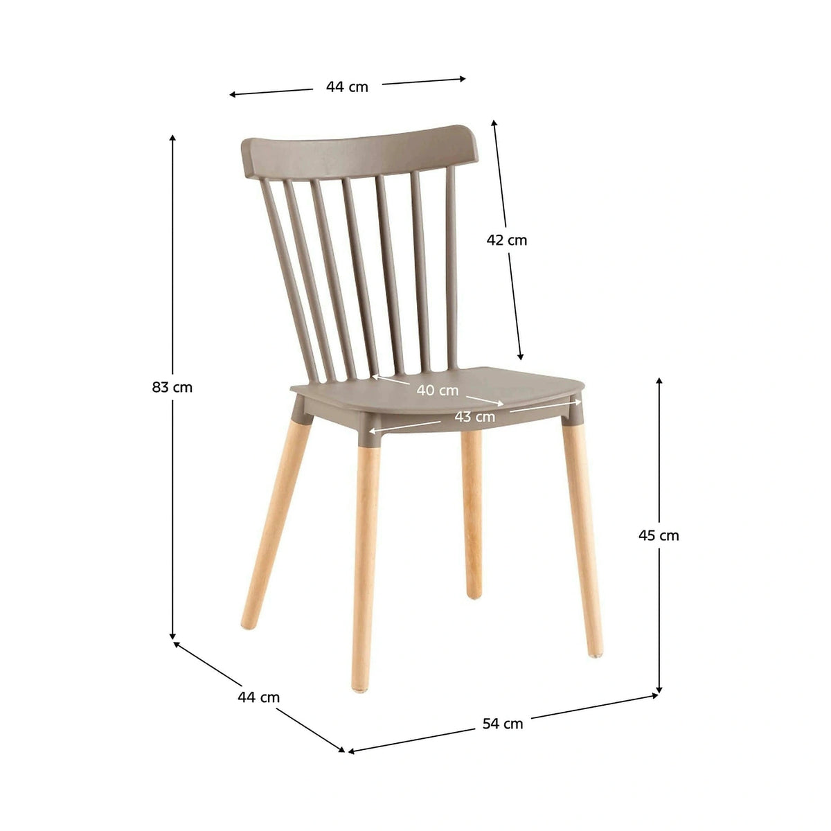 Scaun ZOSIMA, gri/fag, plastic/lemn, 54x44x83 cm