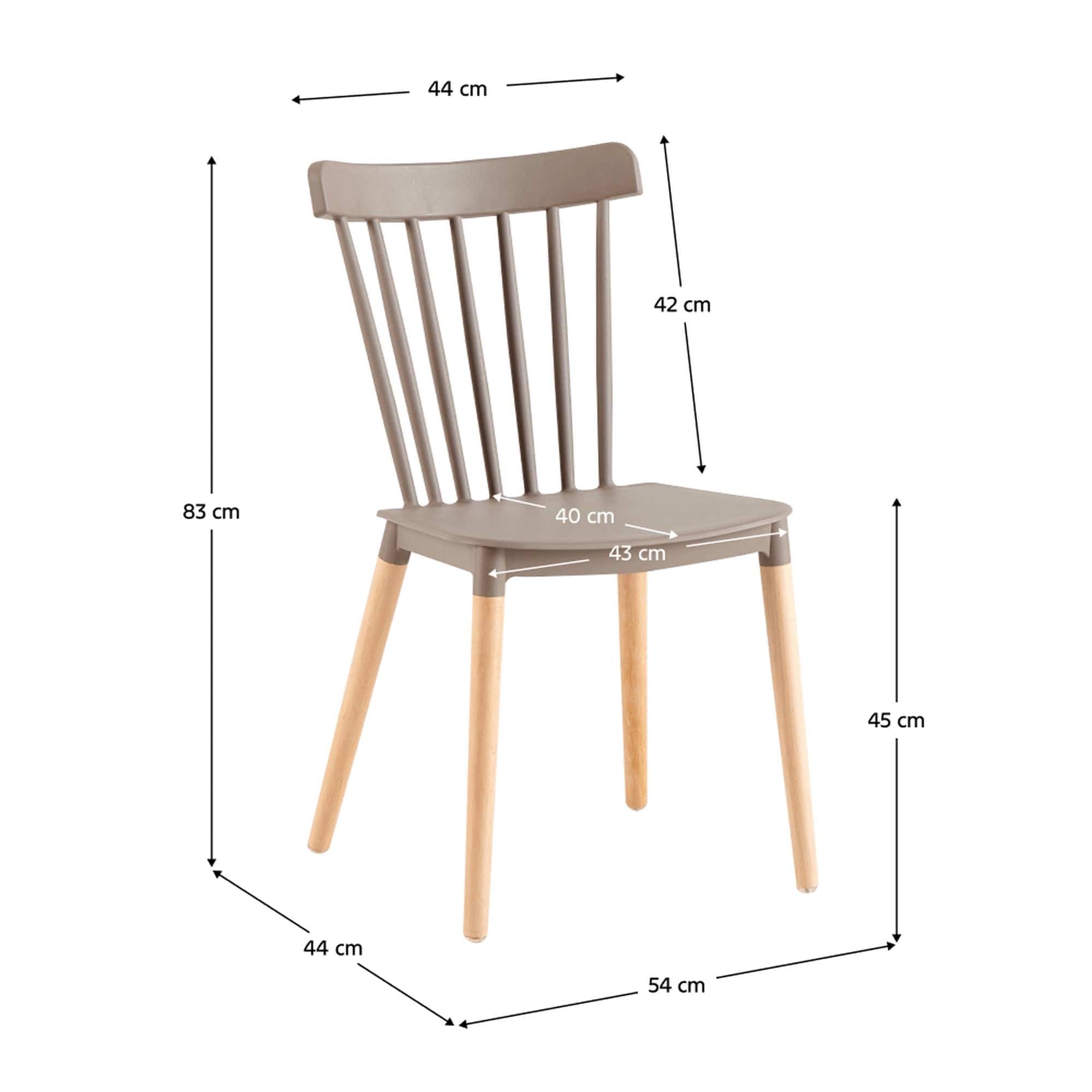 Scaun ZOSIMA, gri/fag, plastic/lemn, 54x44x83 cm