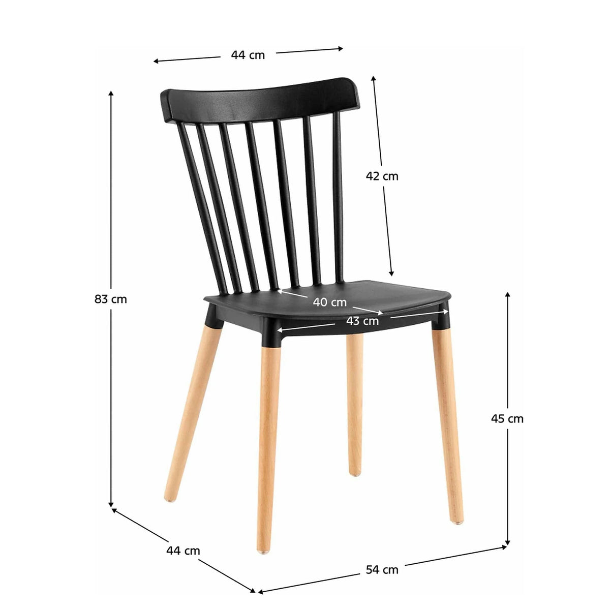Scaun ZOSIMA, negru/fag, plastic/lemn, 54x44x83 cm