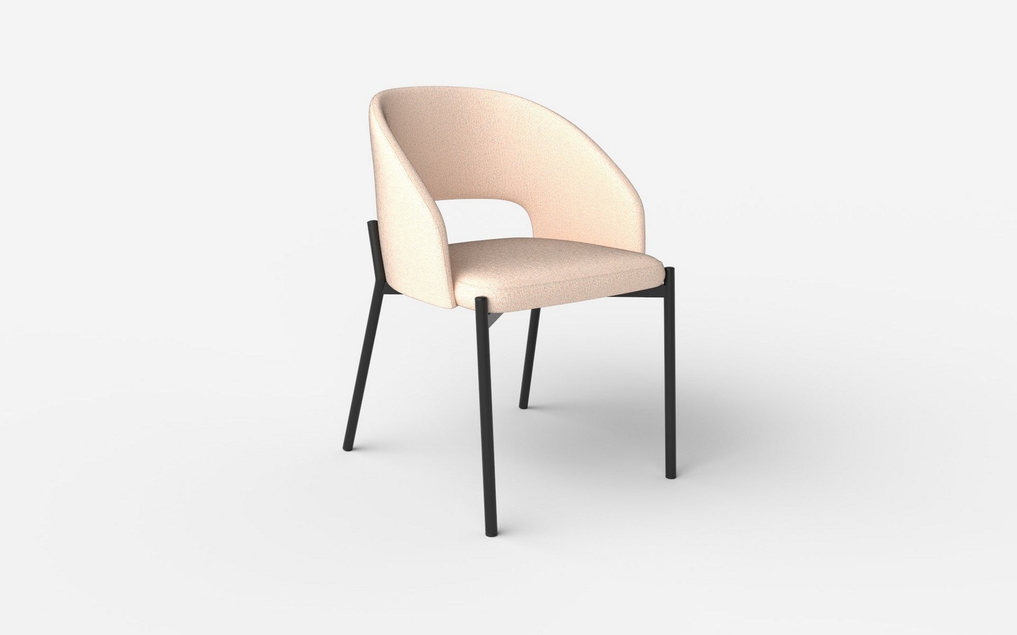 Scaun tapitat K373, bej/negru, stofa clasica/metal, 51x57x77 cm