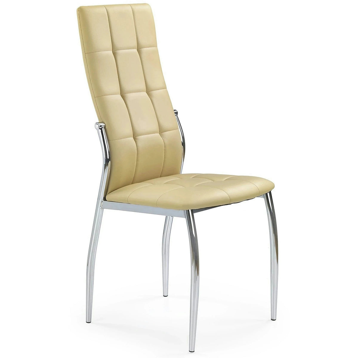 Scaune bucatarie inox K209, bej/crom, piele ecologica/metl, 43x54x101x47 cm