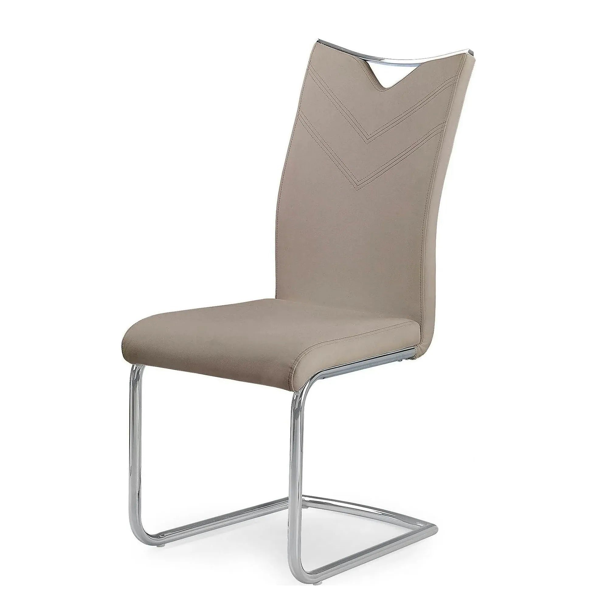 Scaune bucatarie inox K224, cappuccino/crom, piele ecologica/metal, 44x54x100 cm