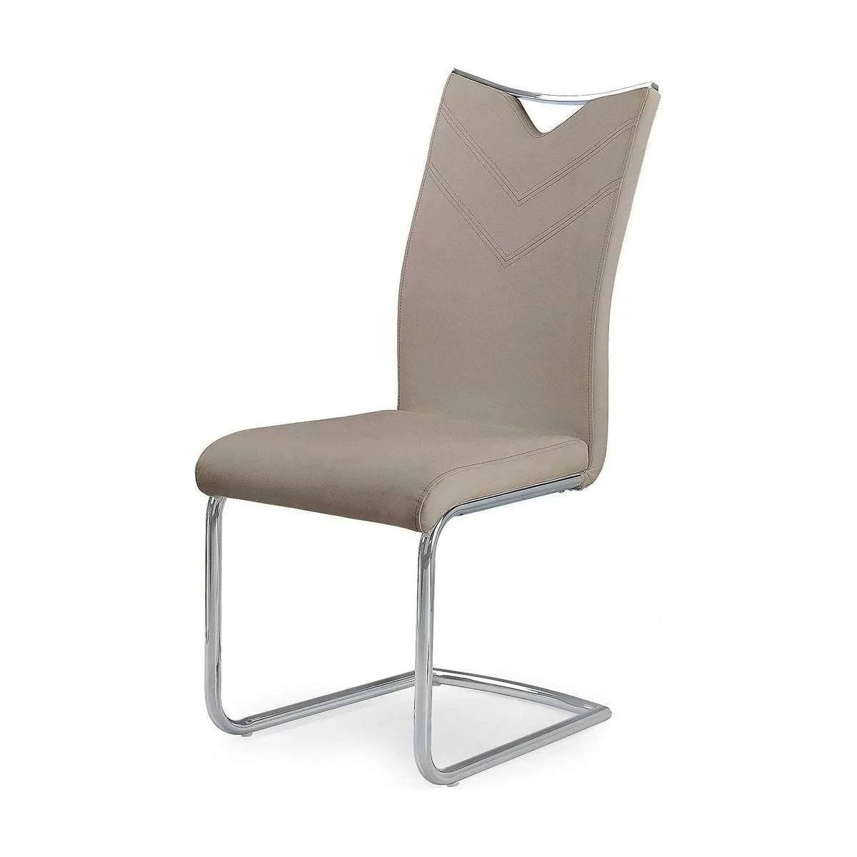 Scaune bucatarie inox K224, cappuccino/crom, piele ecologica/metal, 44x54x100 cm
