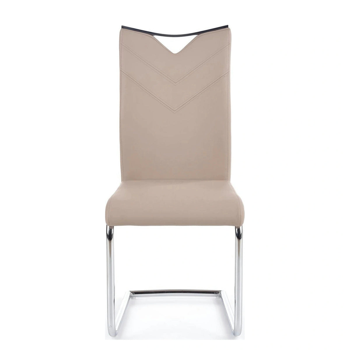 Scaune bucatarie inox K224, cappuccino/crom, piele ecologica/metal, 44x54x100 cm