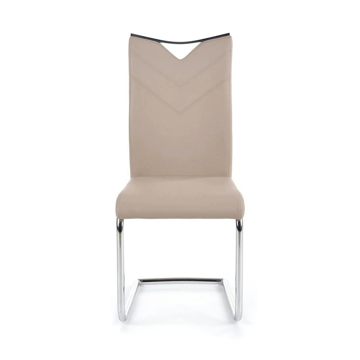 Scaune bucatarie inox K224, cappuccino/crom, piele ecologica/metal, 44x54x100 cm