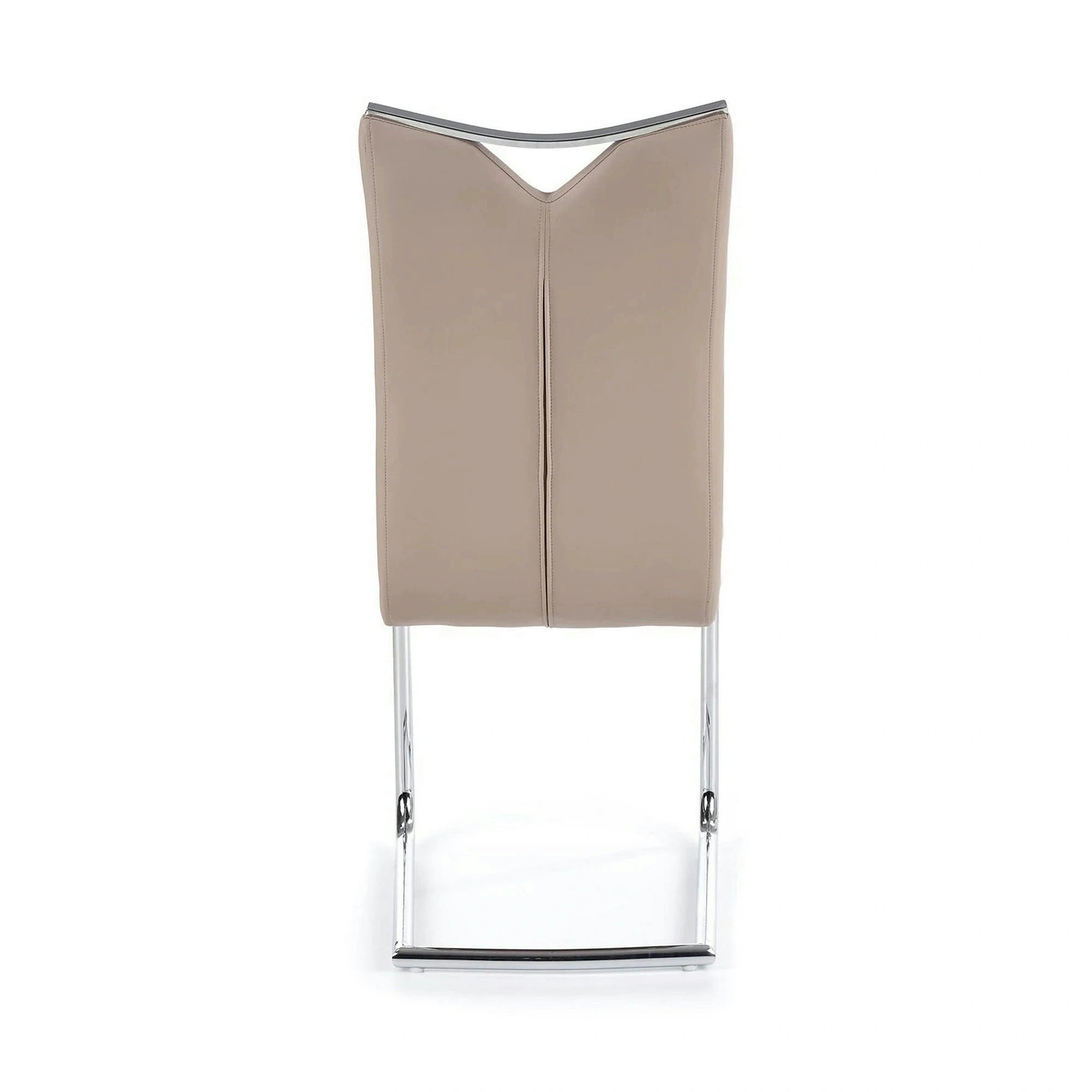 Scaune bucatarie inox K224, cappuccino/crom, piele ecologica/metal, 44x54x100 cm