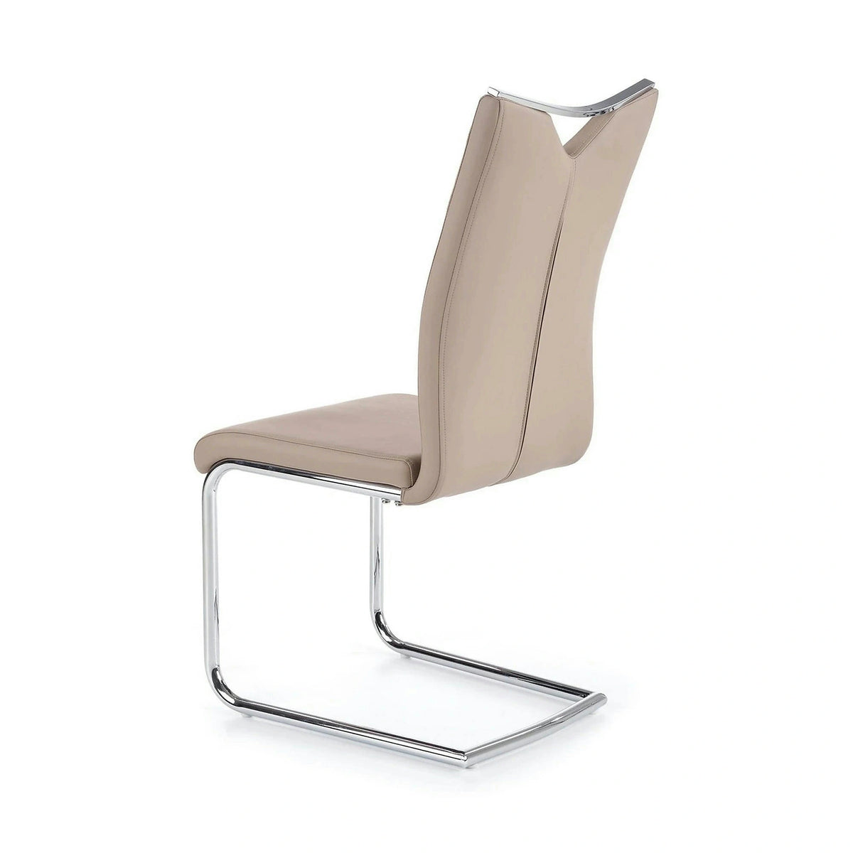 Scaune bucatarie inox K224, cappuccino/crom, piele ecologica/metal, 44x54x100 cm