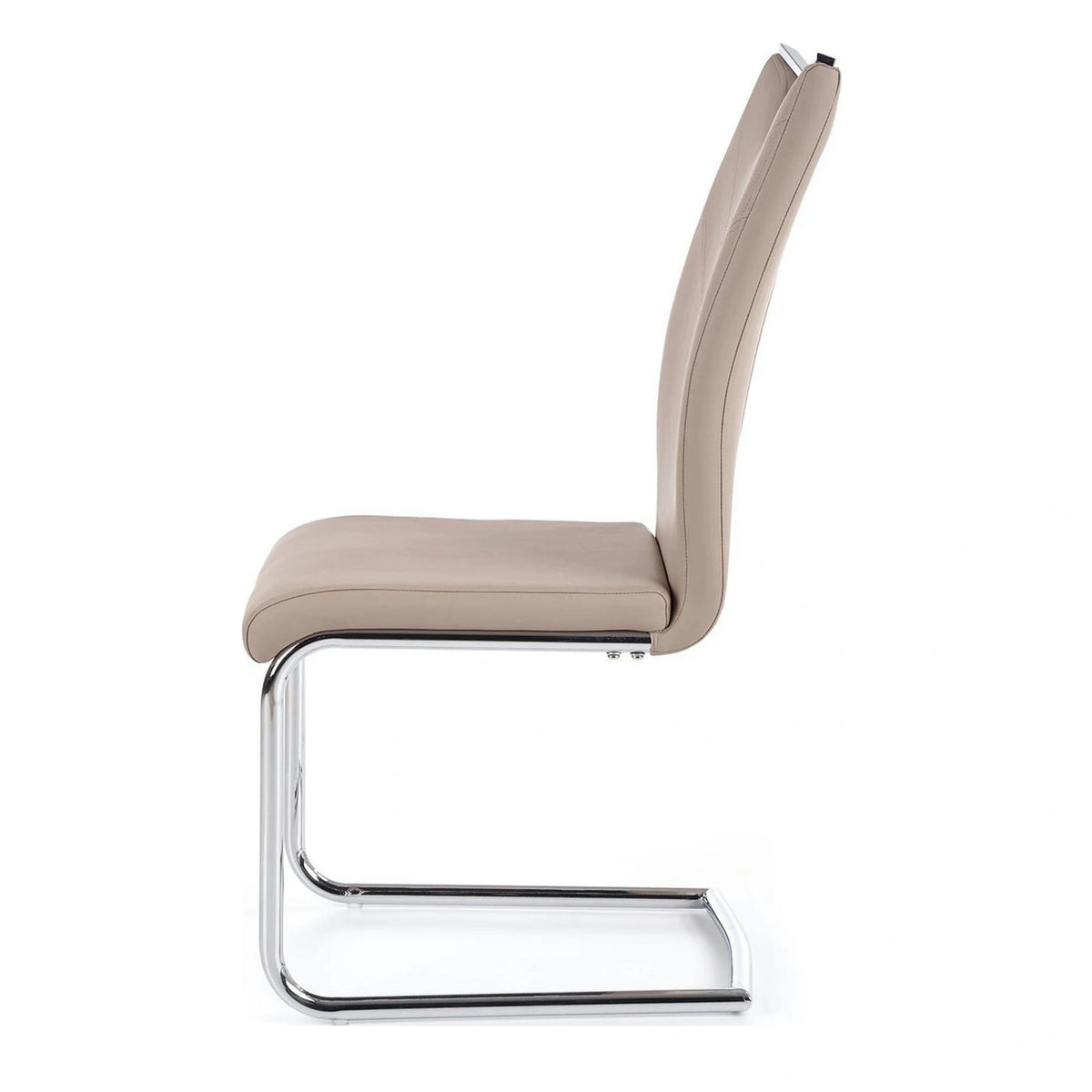 Scaune bucatarie inox K224, cappuccino/crom, piele ecologica/metal, 44x54x100 cm