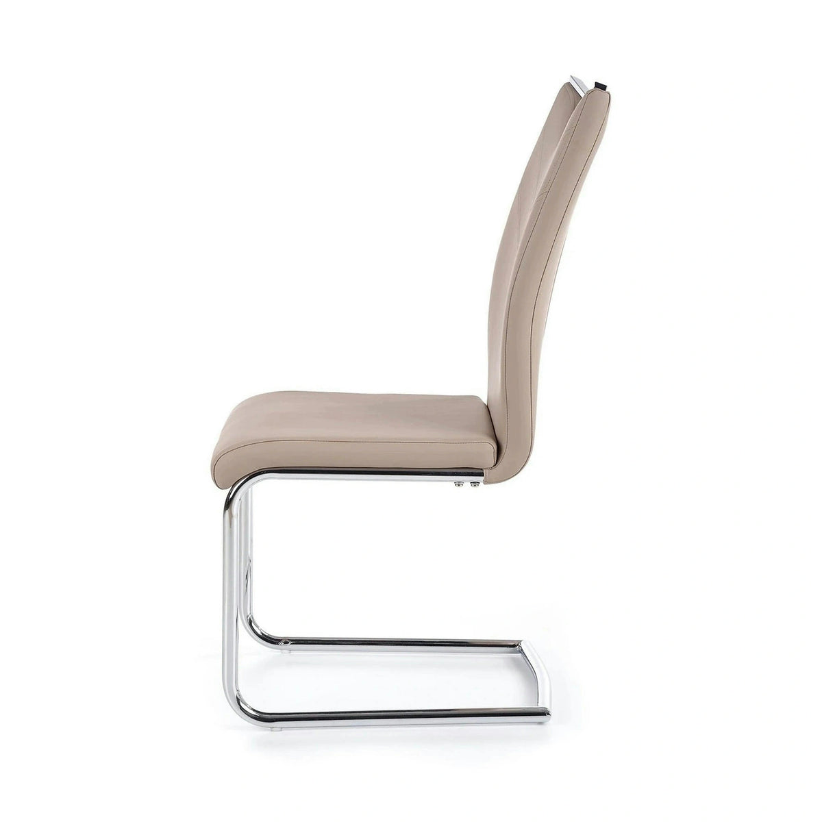 Scaune bucatarie inox K224, cappuccino/crom, piele ecologica/metal, 44x54x100 cm
