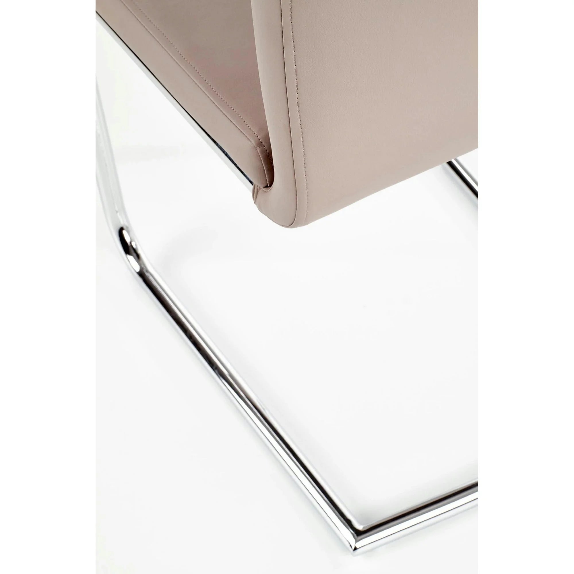 Scaune bucatarie inox K224, cappuccino/crom, piele ecologica/metal, 44x54x100 cm