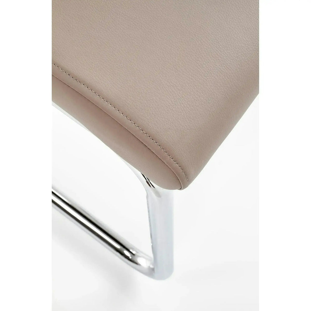 Scaune bucatarie inox K224, cappuccino/crom, piele ecologica/metal, 44x54x100 cm