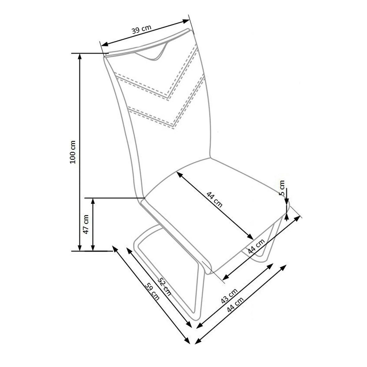 Scaune bucatarie inox K224, cappuccino/crom, piele ecologica/metal, 44x54x100 cm