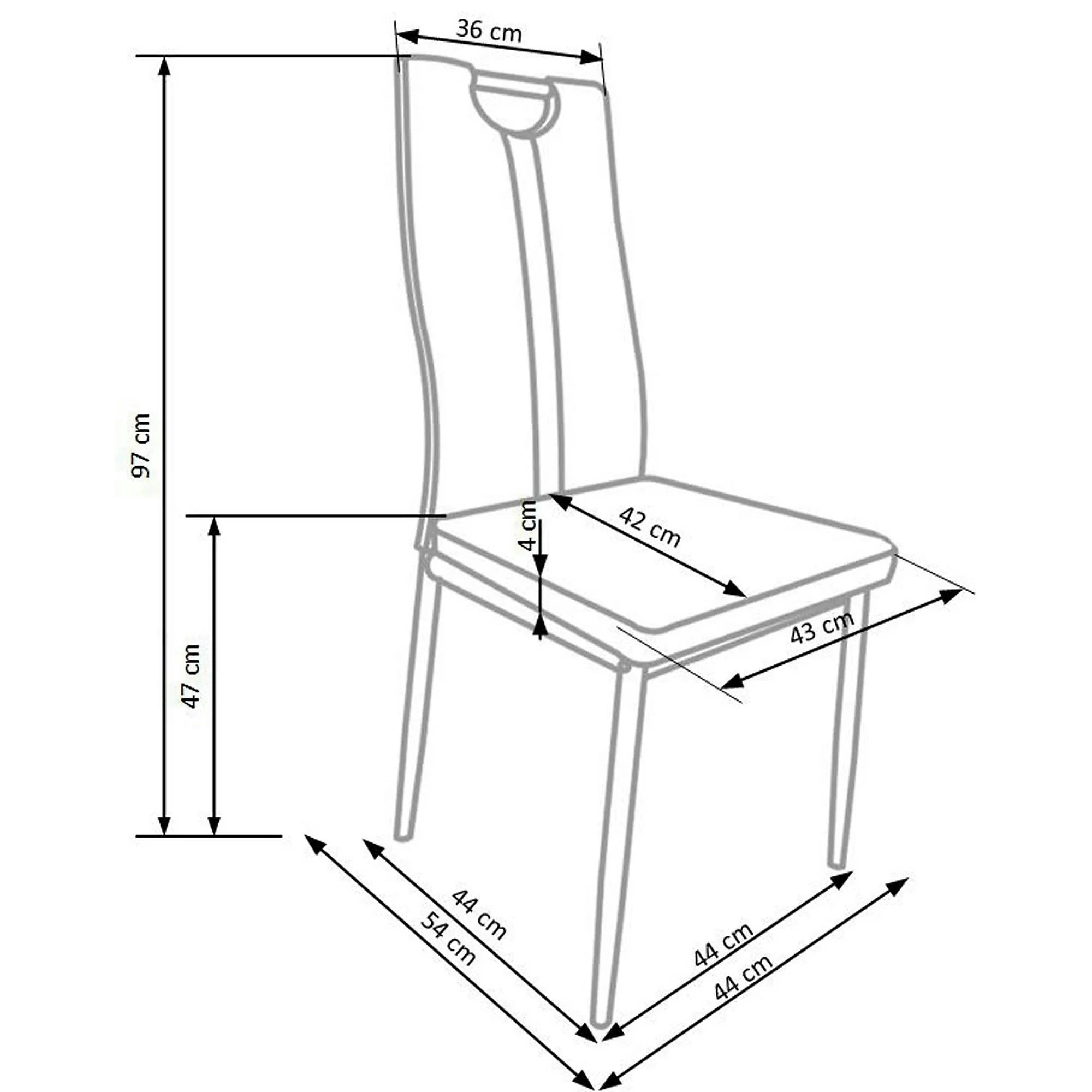 Scaune dining K202, negru/crom, piele ecologica/metal, 44X54X97 CM