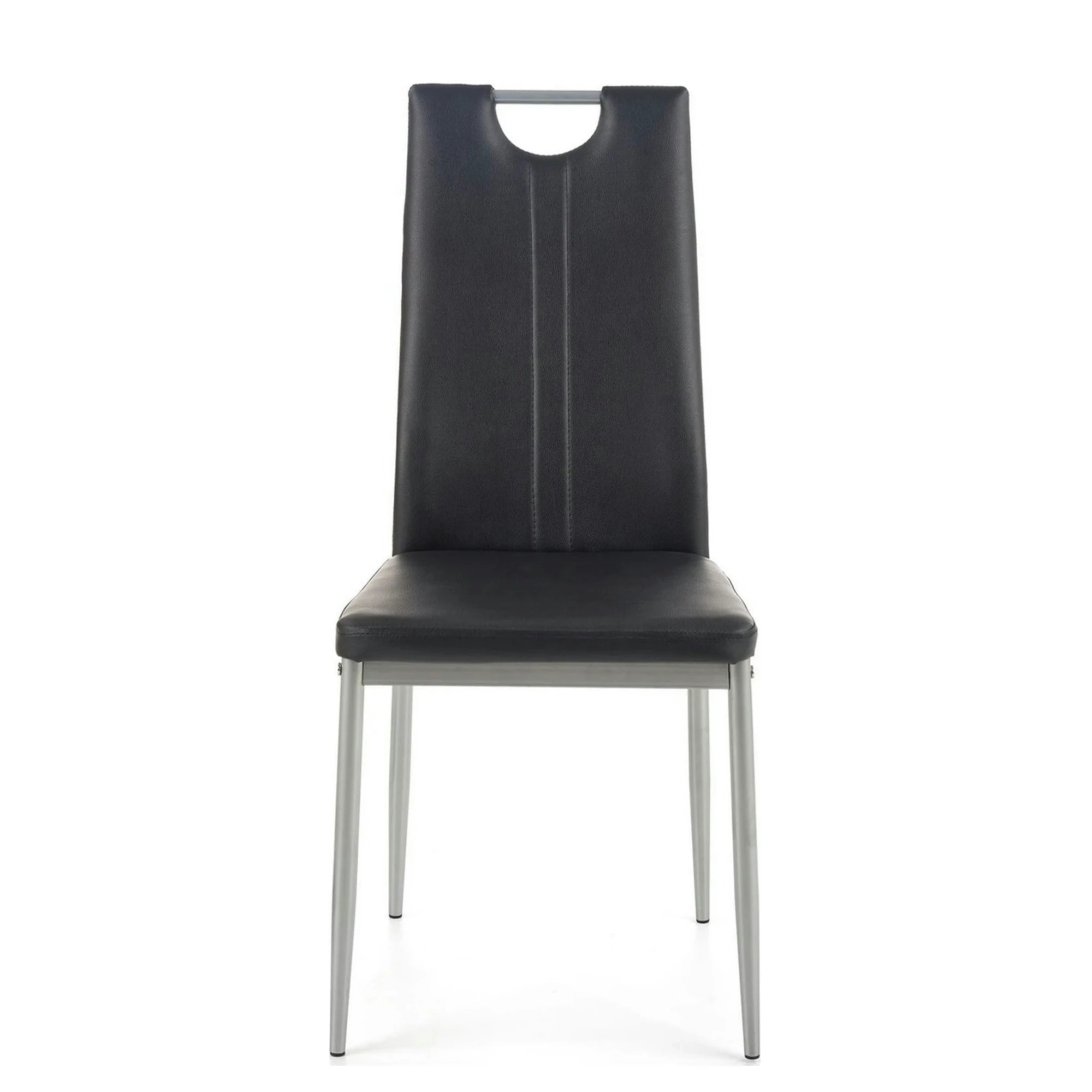 Scaune dining K202, negru/crom, piele ecologica/metal, 44X54X97 CM