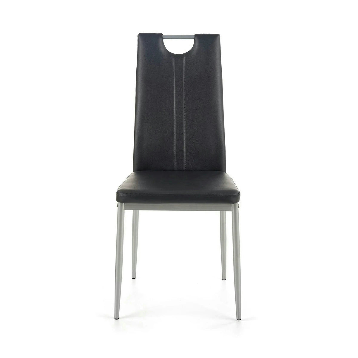 Scaune dining K202, negru/crom, piele ecologica/metal, 44X54X97 CM