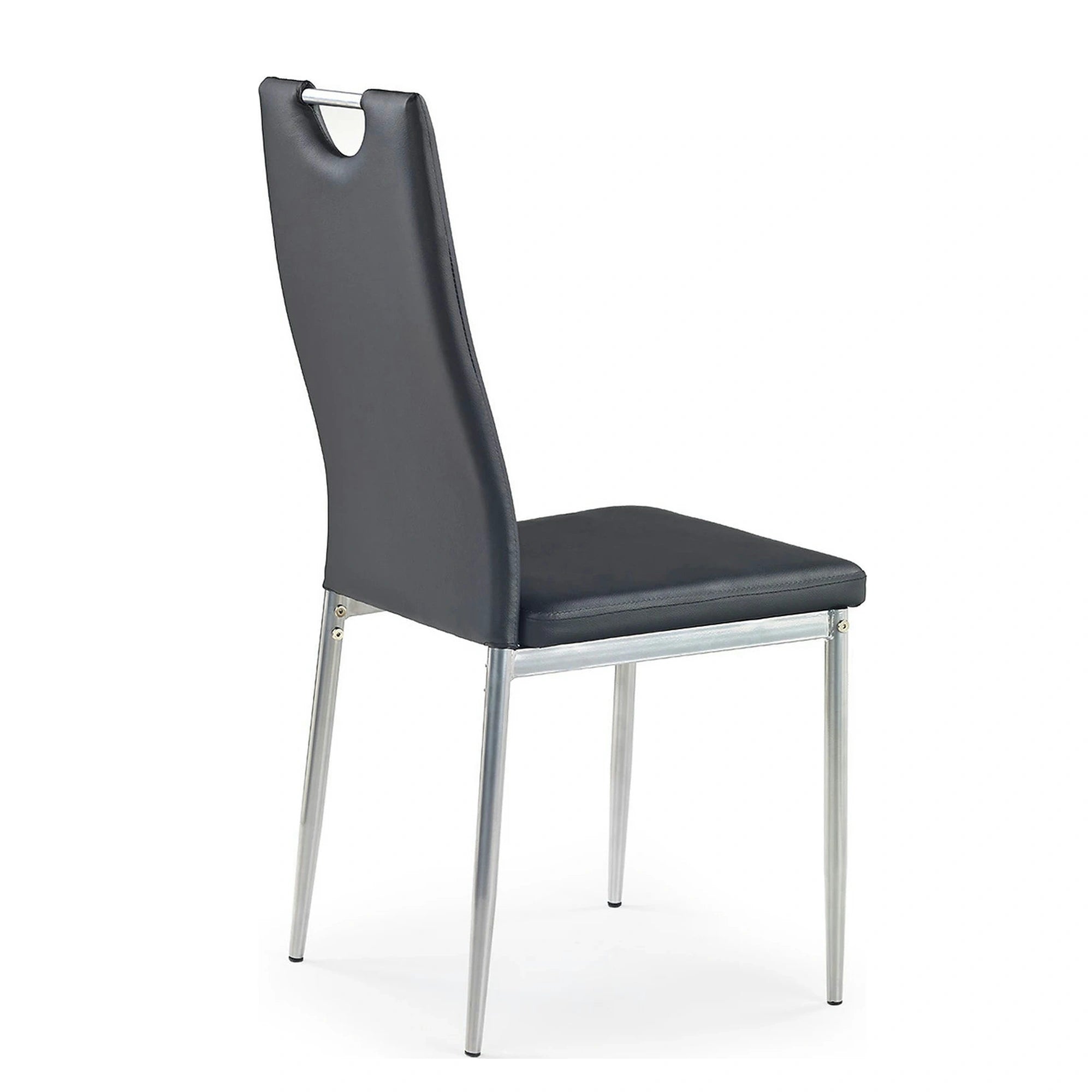 Scaune dining K202, negru/crom, piele ecologica/metal, 44X54X97 CM