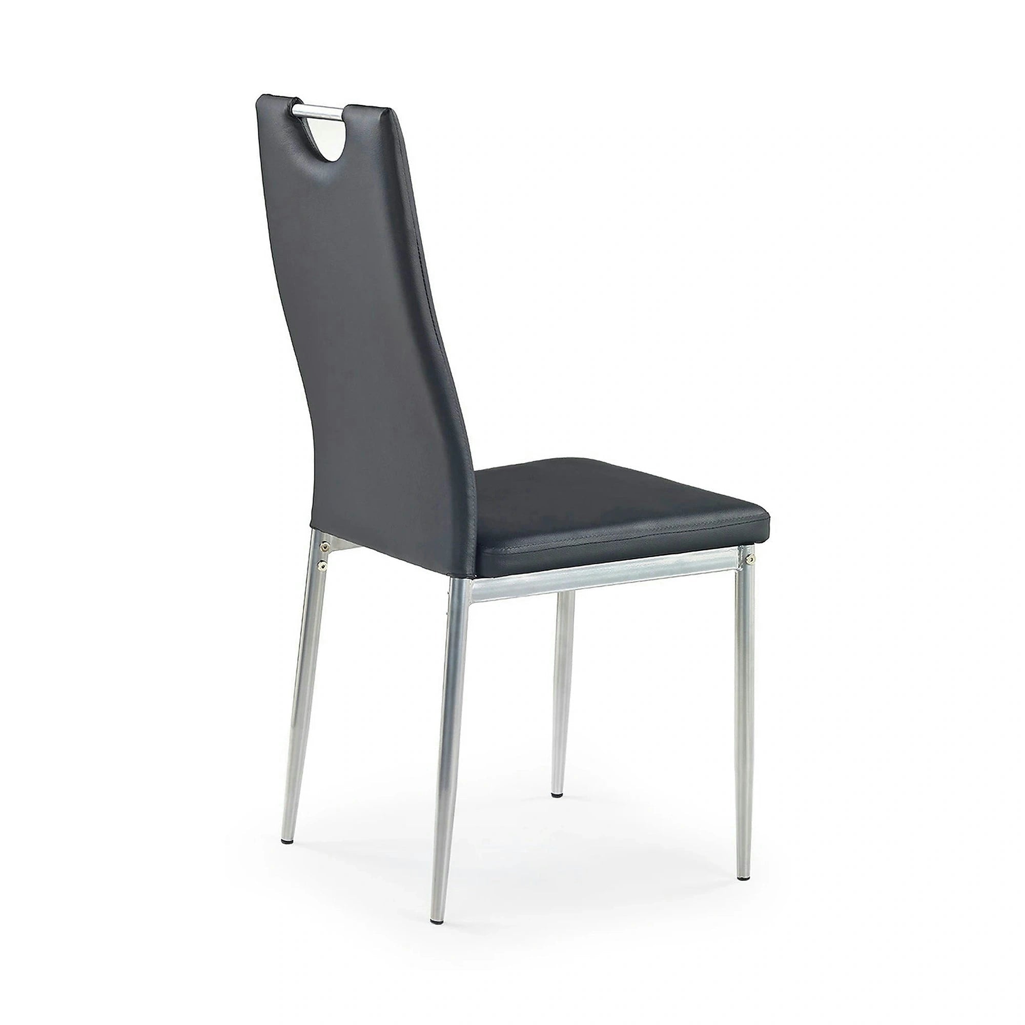 Scaune dining K202, negru/crom, piele ecologica/metal, 44X54X97 CM