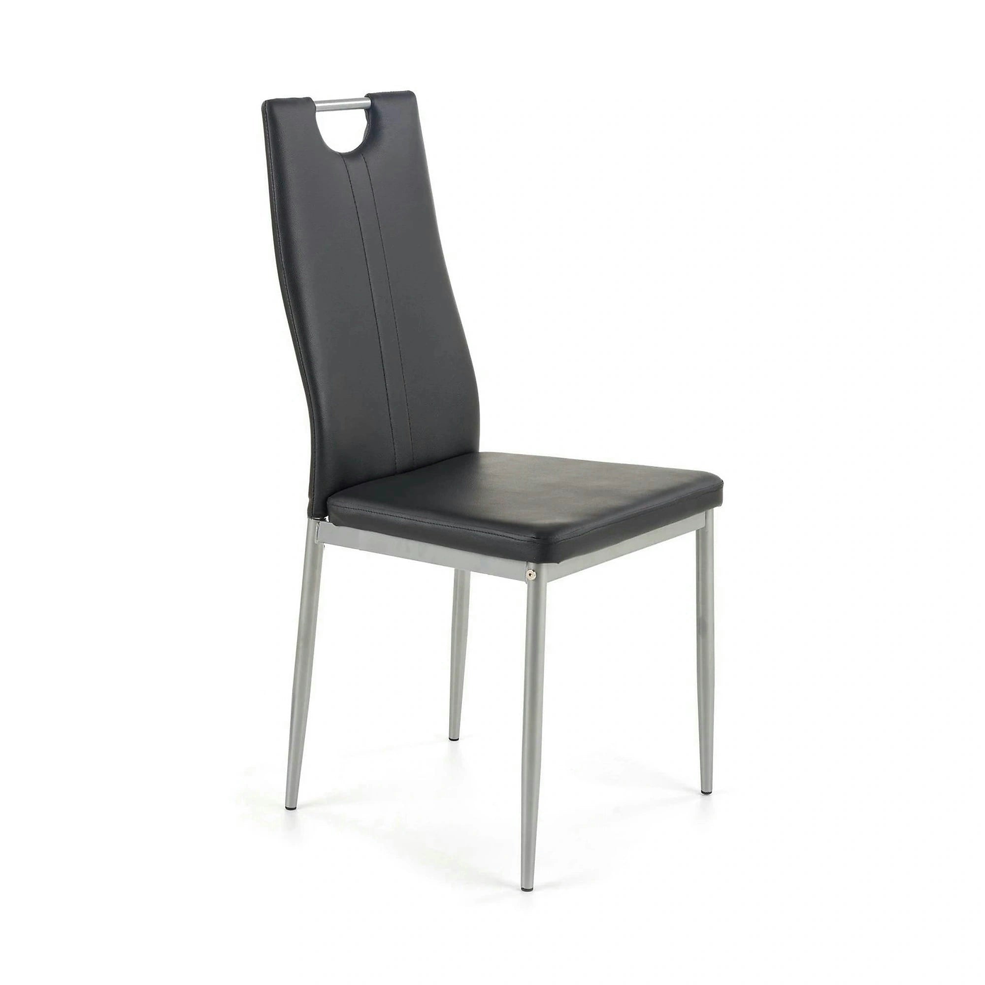 Scaune dining K202, negru/crom, piele ecologica/metal, 44X54X97 CM