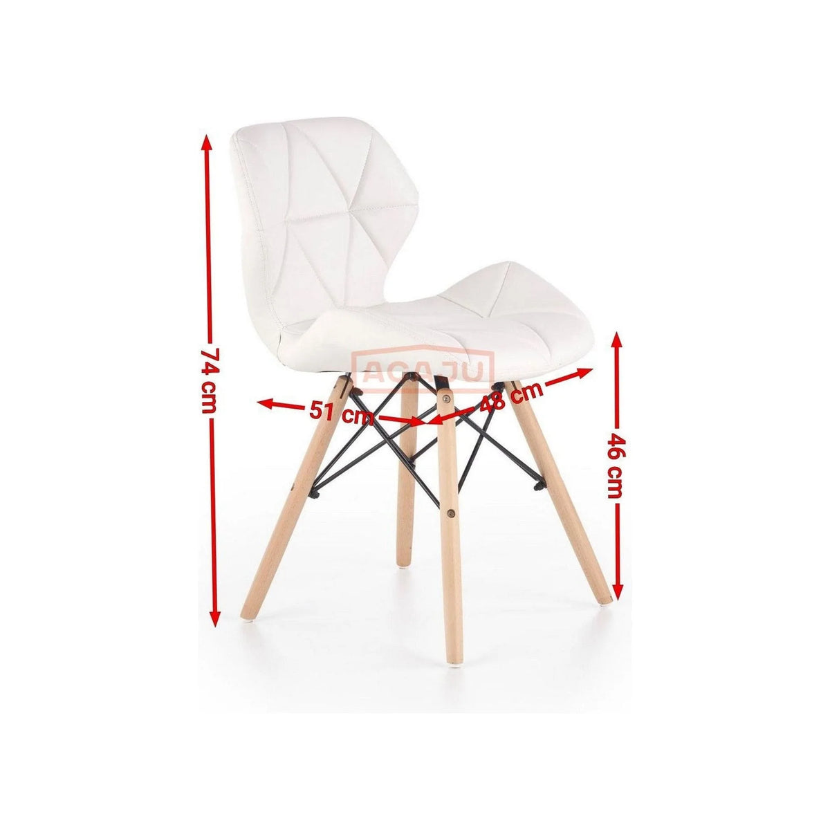 Scaune living K281, alb/stejar, piele ecologica/lemn, 48X51X74 CM
