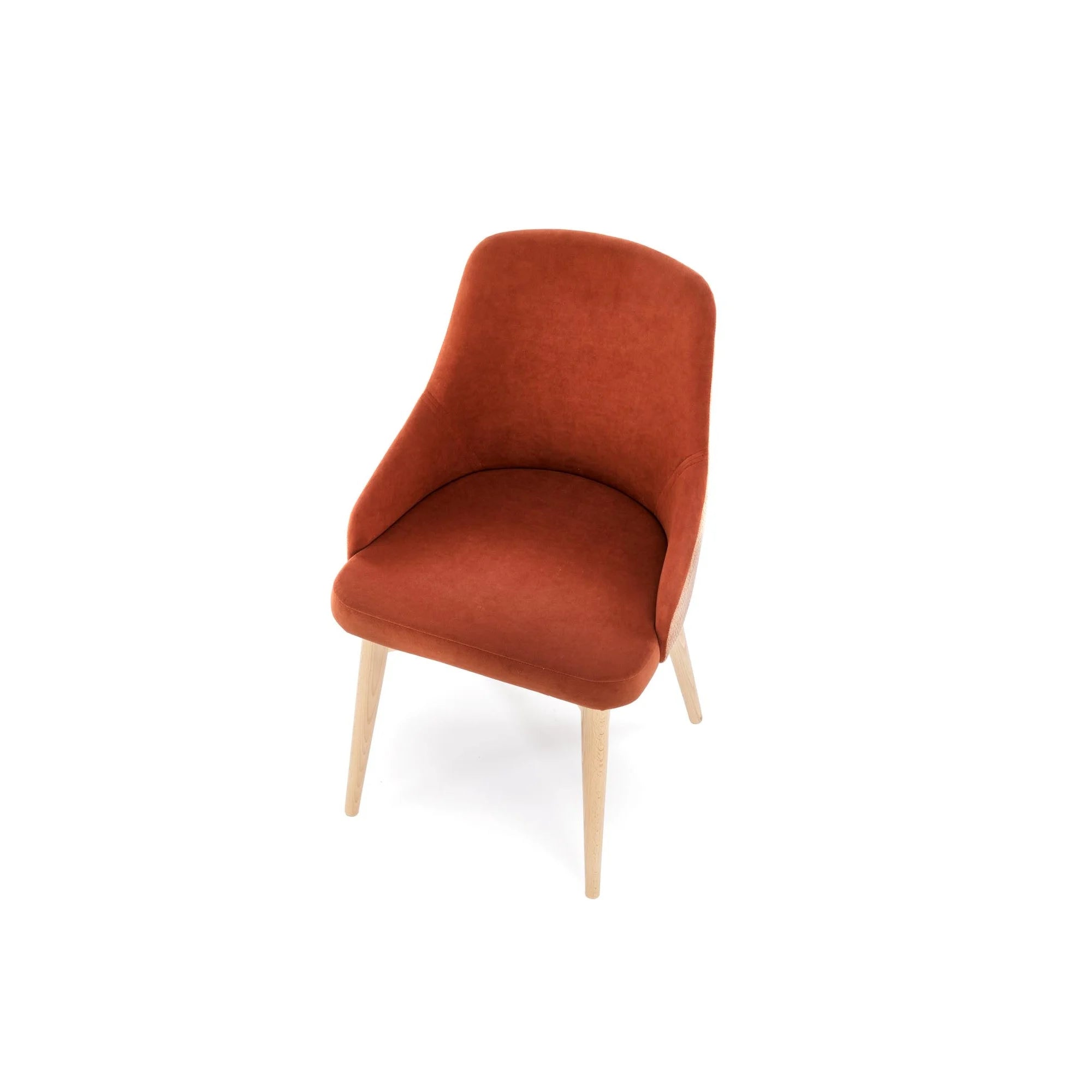 Scaun rotativ MALAGA, caramiziu/stejar, stofa clasica/lemn, 50x53x79 cm