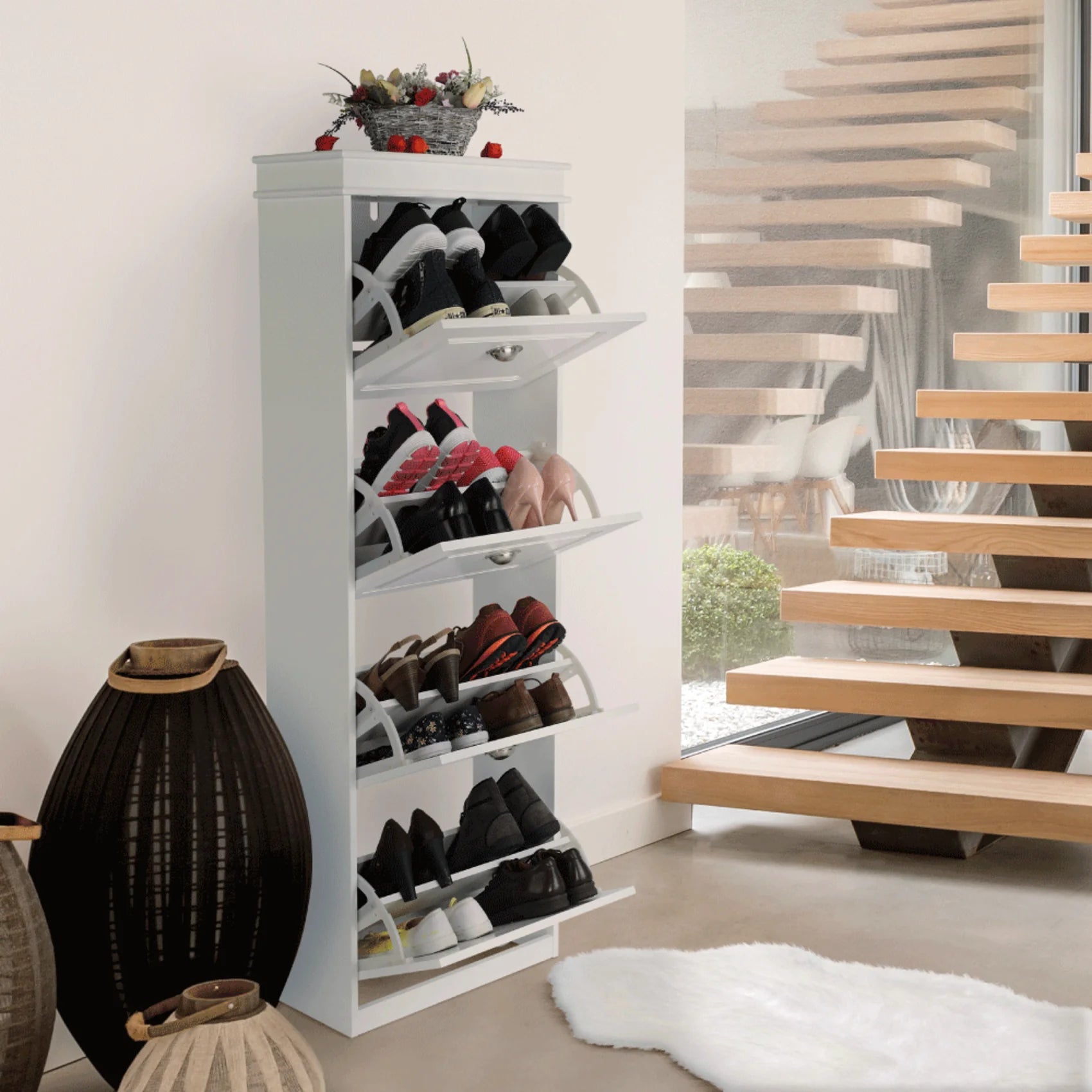 Pantofar SEBER TYP 3, alb, PAL, 54x24x152 cm