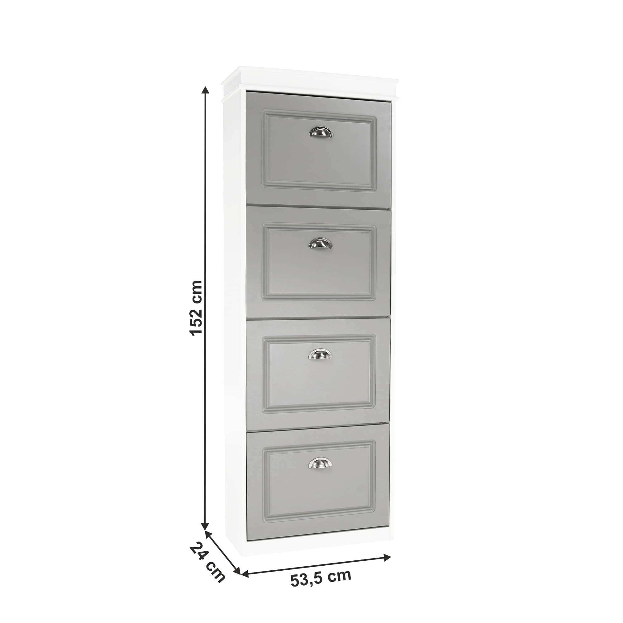Pantofar SEBER TYP 3, gri/alb, PAL/MDF, 54x24x152 cm