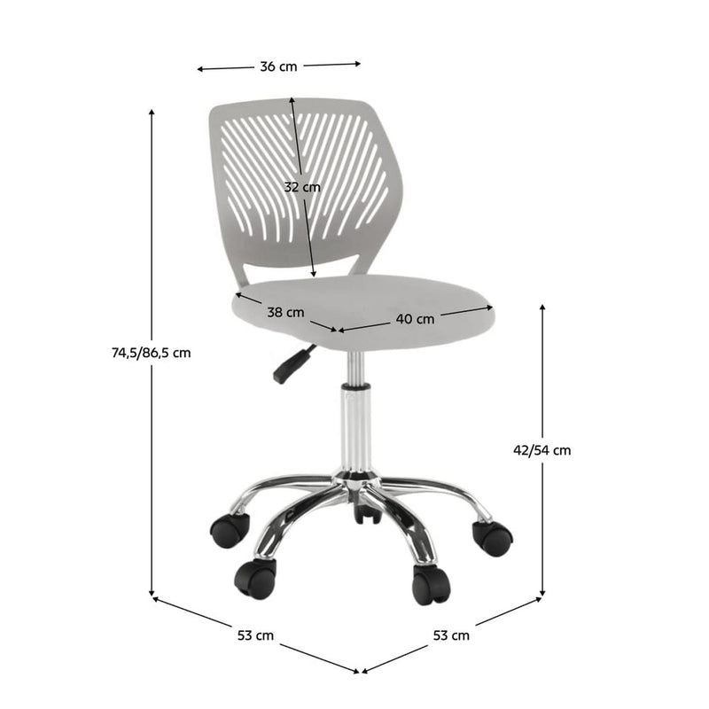 Scaun birou SELVA, gri/crom, metal/stofa, 53x53x75/87 cm