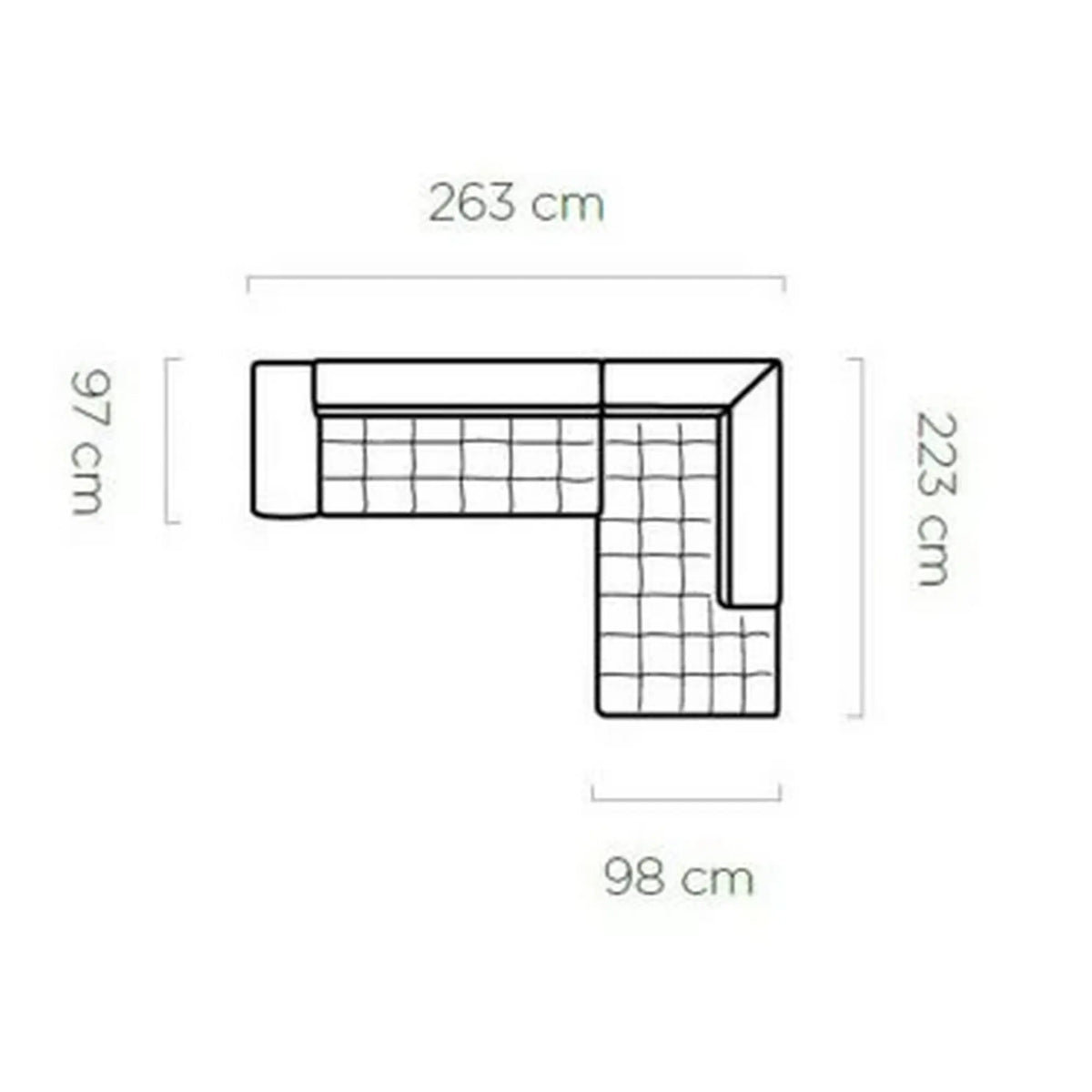 Coltar extensibil SELVA L, sezlong dreapta, stofa catifelata bej - Vogue 1, cu lada depozitare si tetiere reglabile, 263x223x95 cm