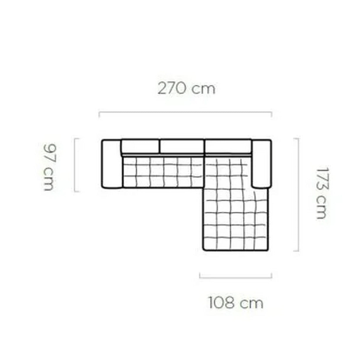 Coltar extensibil cu lada SELVA MINI, sezlong dreapta, stofa catifelata gri - Palladium 15, Gama Premium, tetiere reglabile, 270x173x95 cm