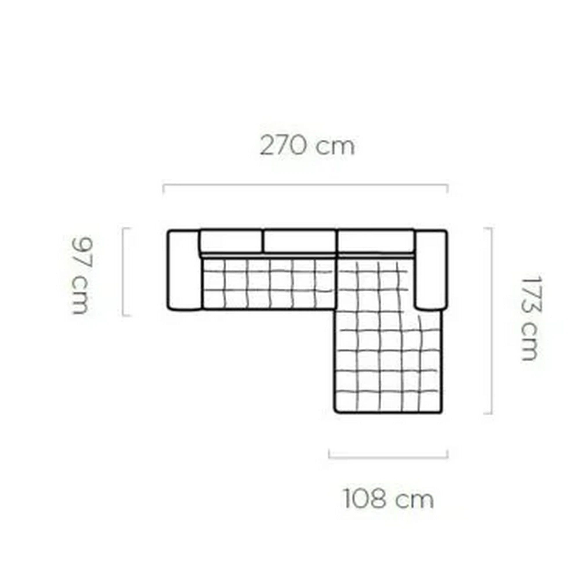 Coltar extensibil cu lada SELVA MINI, sezlong dreapta, stofa catifelata gri - Palladium 15, Gama Premium, tetiere reglabile, 270x173x95 cm