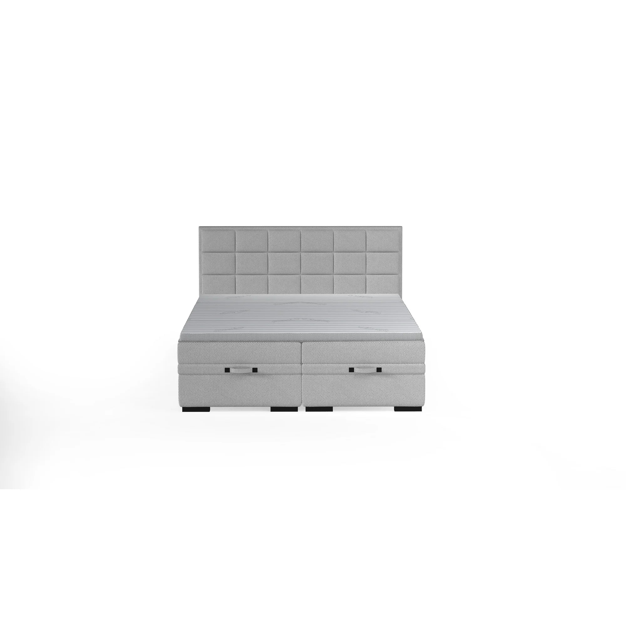 Pat boxspring SEMENO 180x200, personalizabil materiale Gama Oferta Avantaj, cu saltele, spatiu depozitare si topper