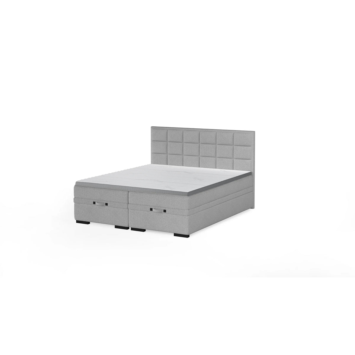 Pat boxspring SEMENO 160x200, personalizabil materiale Gama Oferta Avantaj, cu saltele, spatiu depozitare si topper
