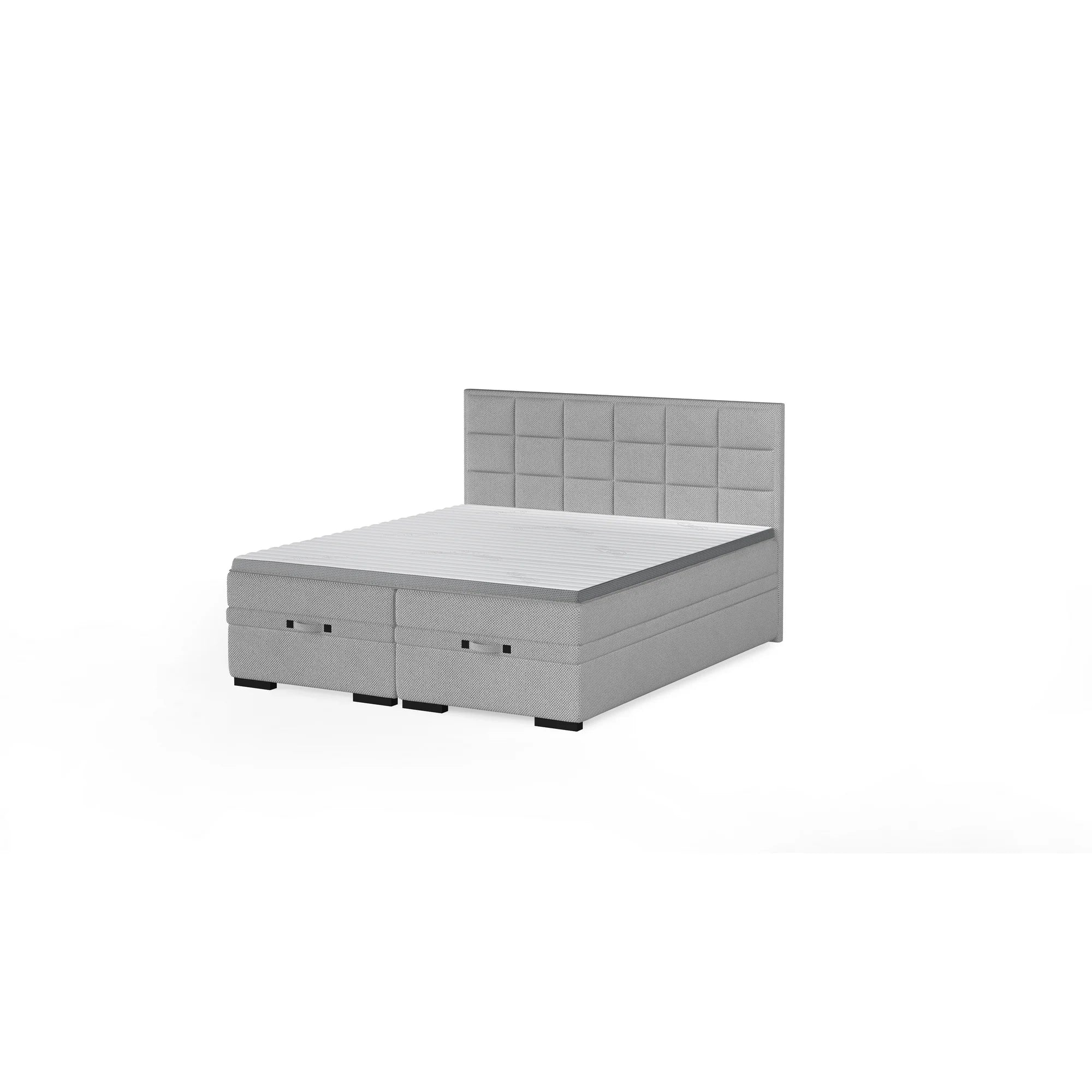 Pat boxspring SEMENO 160x200, personalizabil materiale Gama Oferta Avantaj, cu saltele, spatiu depozitare si topper