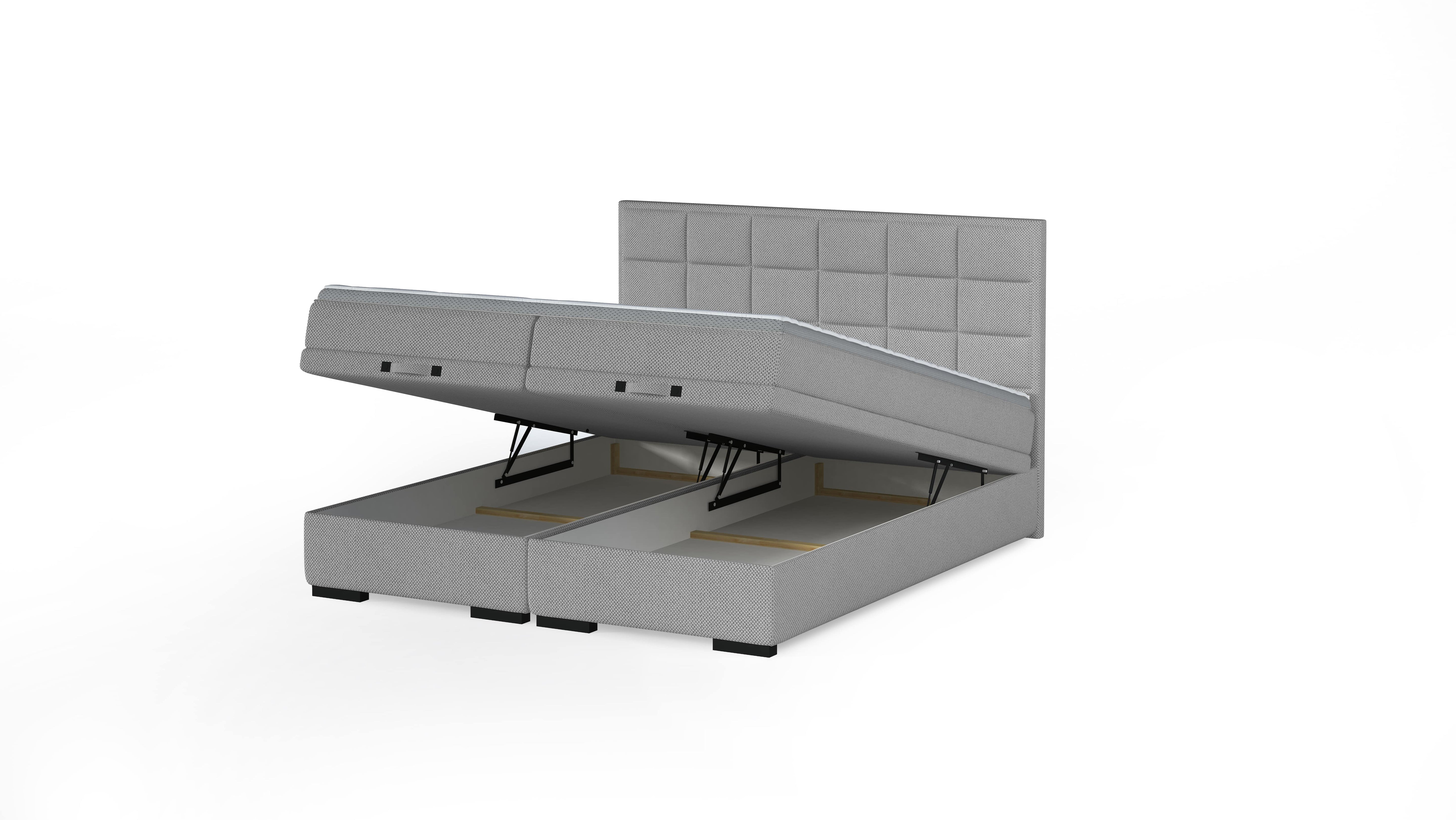 Pat boxspring SEMENO 160x200, personalizabil materiale Gama Oferta Avantaj, cu saltele, spatiu depozitare si topper