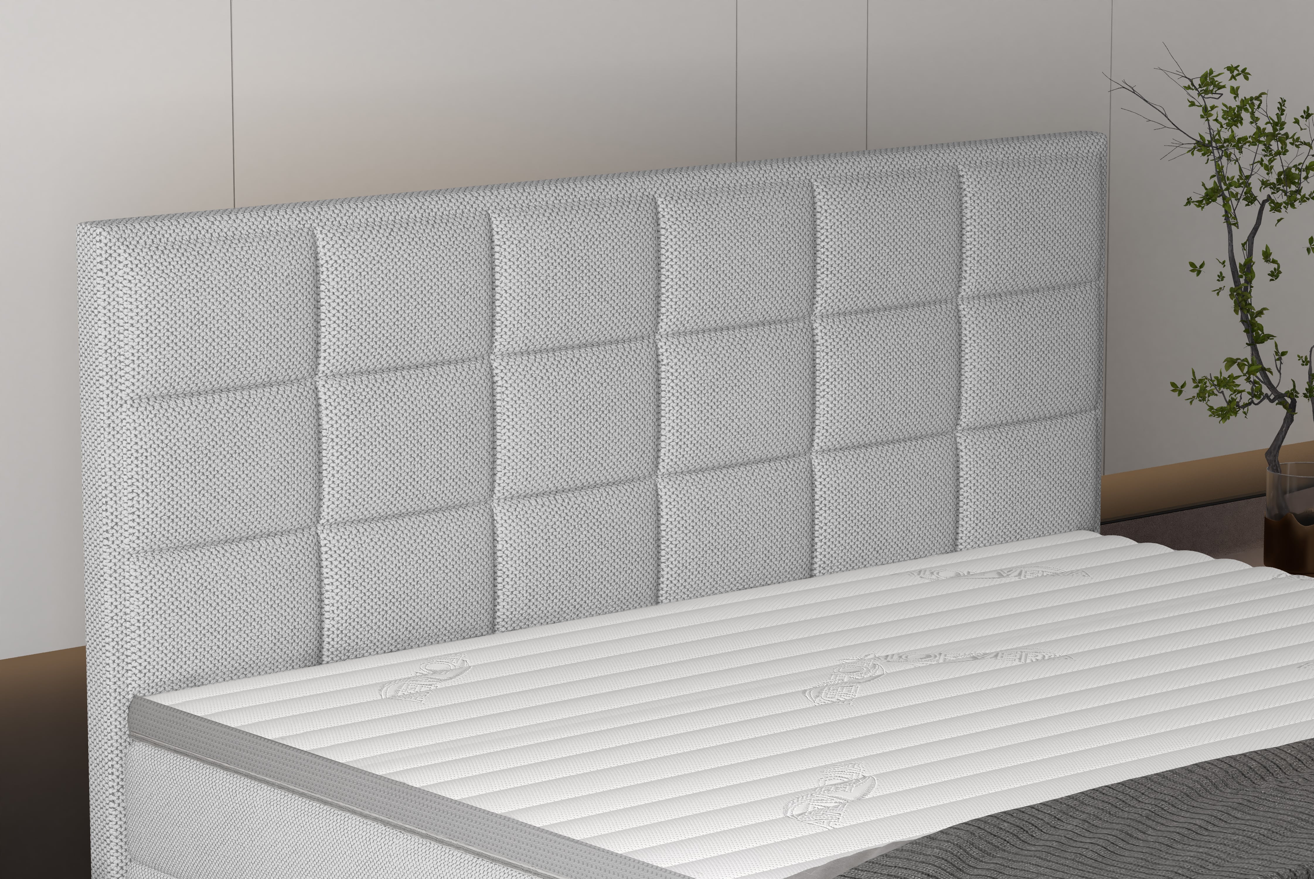 Pat boxspring SEMENO 160x200, personalizabil materiale Gama Oferta Avantaj, cu saltele, spatiu depozitare si topper