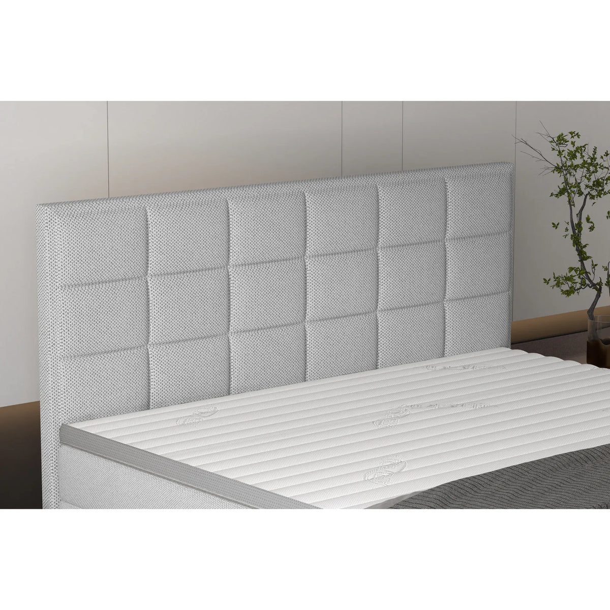 Pat boxspring SEMENO 160x200, personalizabil materiale Gama Oferta Avantaj, cu saltele, spatiu depozitare si topper