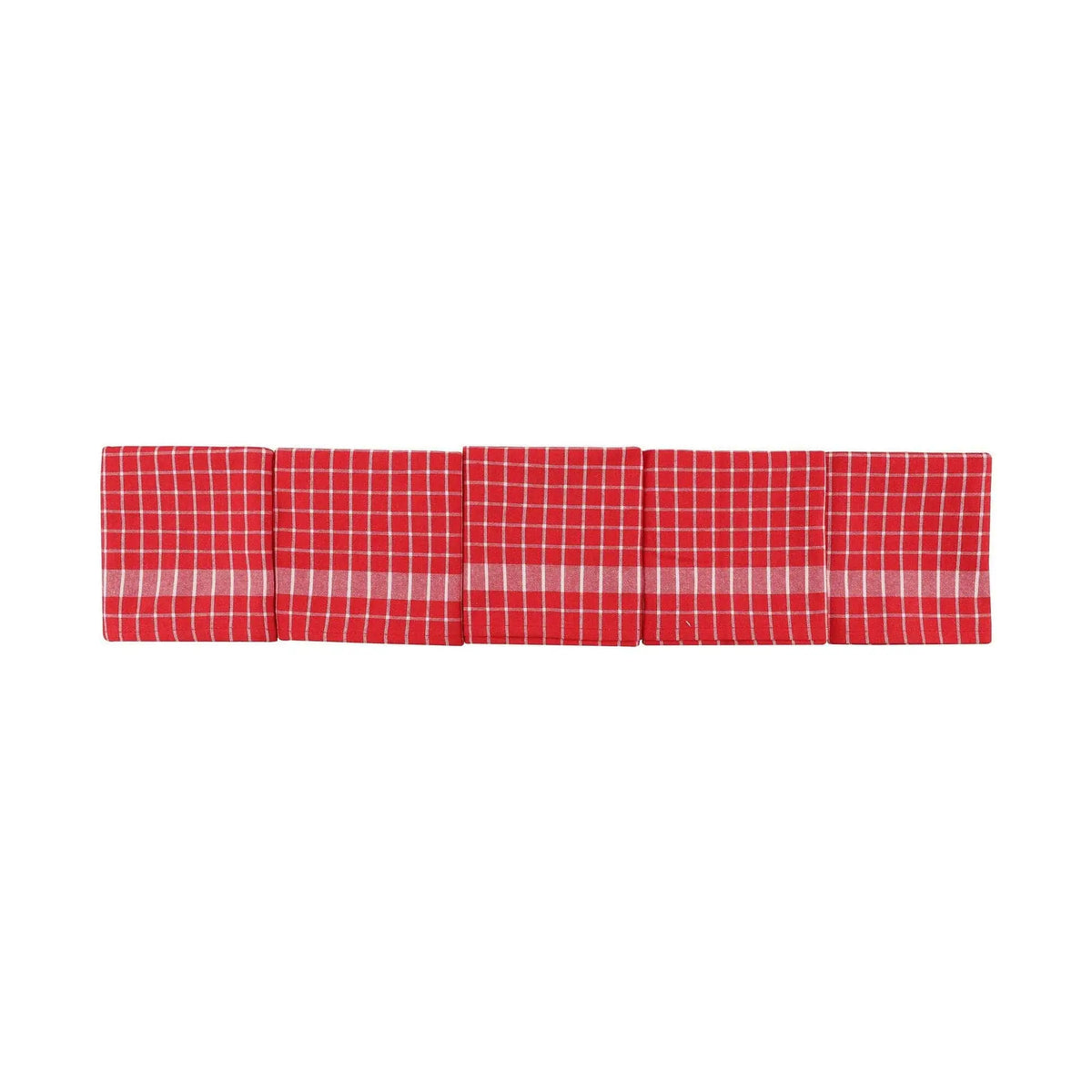 Set 10 prosoape bucatarie KUP, rosu/alb, bumbac, 45x65 cm