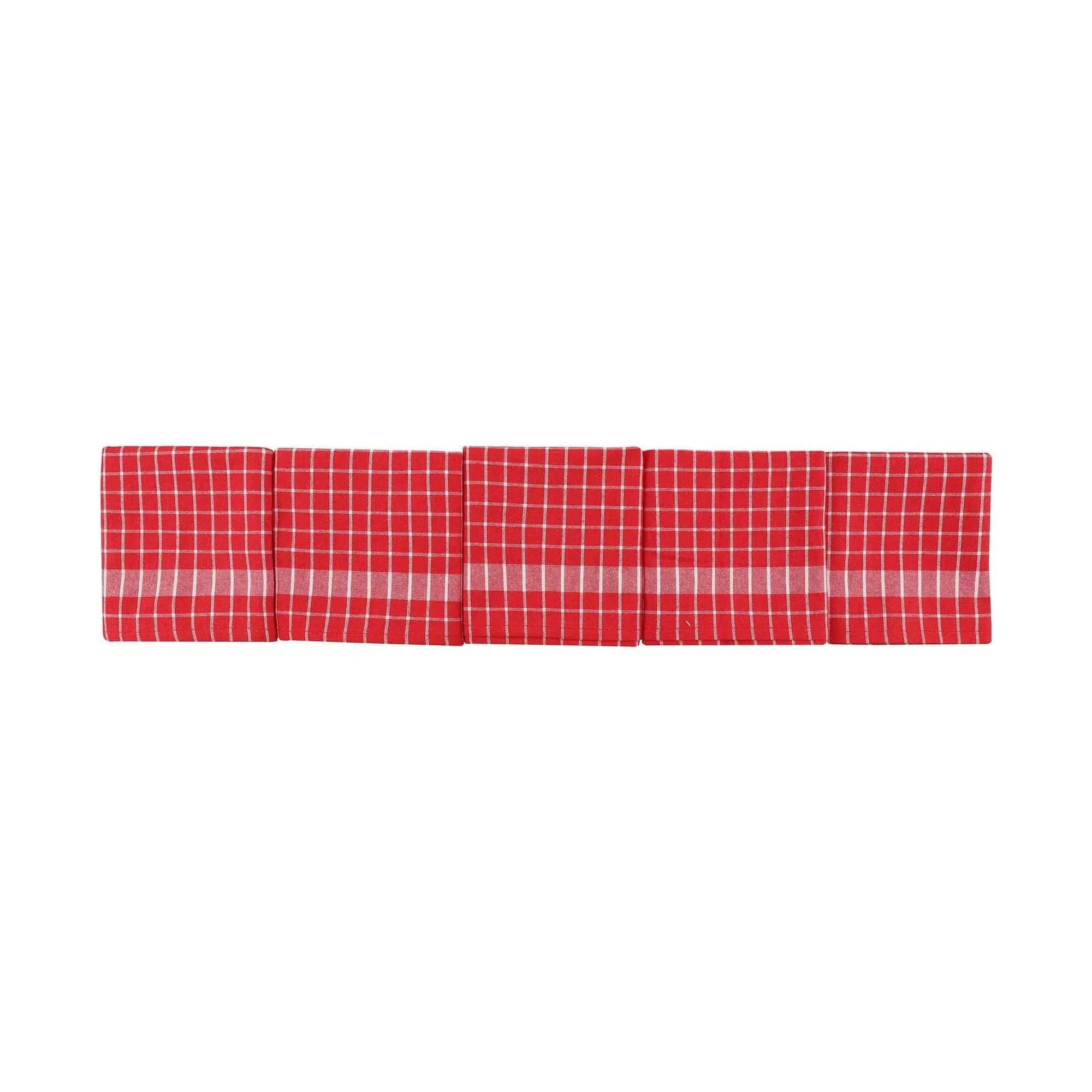 Set 10 prosoape bucatarie KUP, rosu/alb, bumbac, 45x65 cm