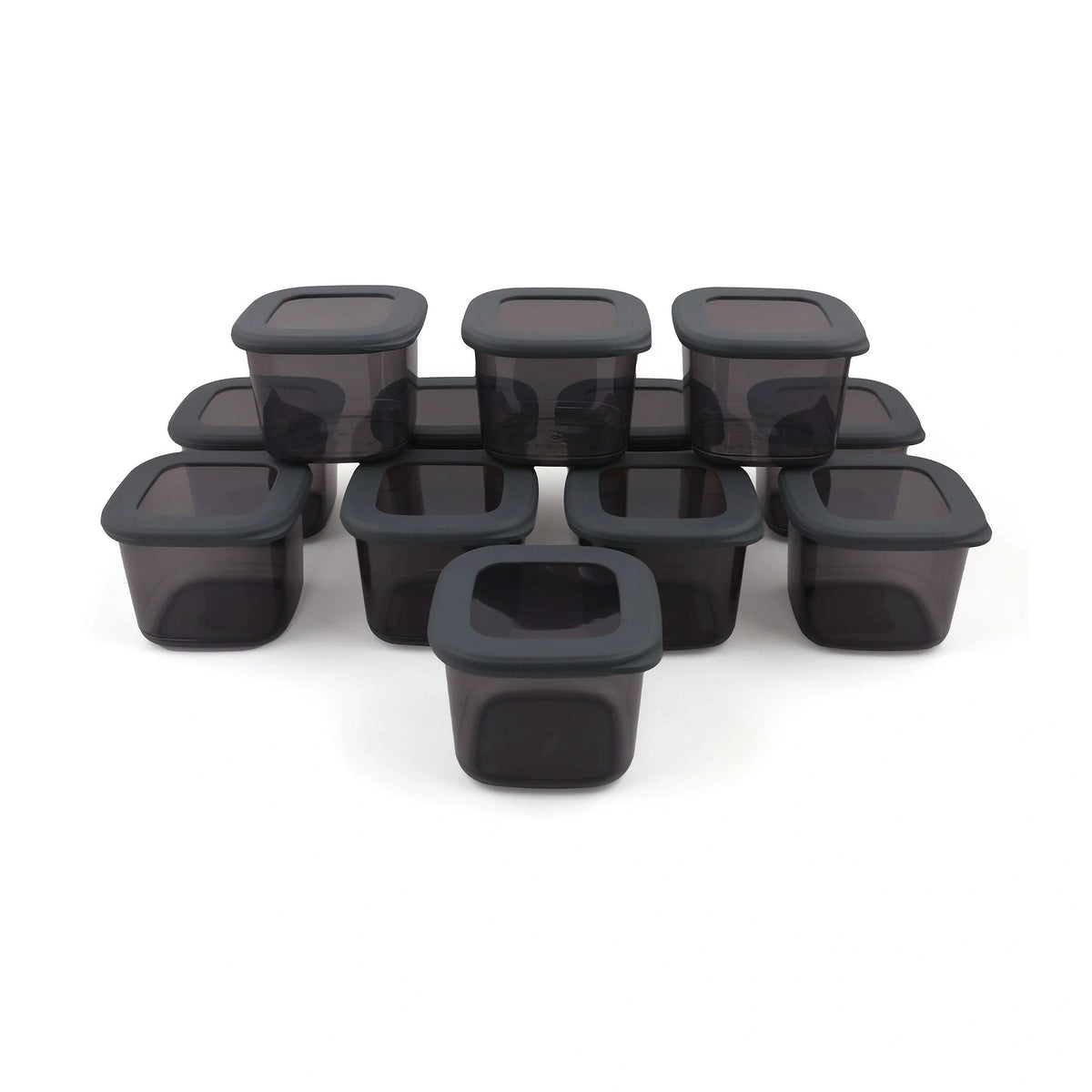 Set 12 cutii depozitare BNMPOLYAS12-5, gri antracit, plastic, 10x10x10 cm